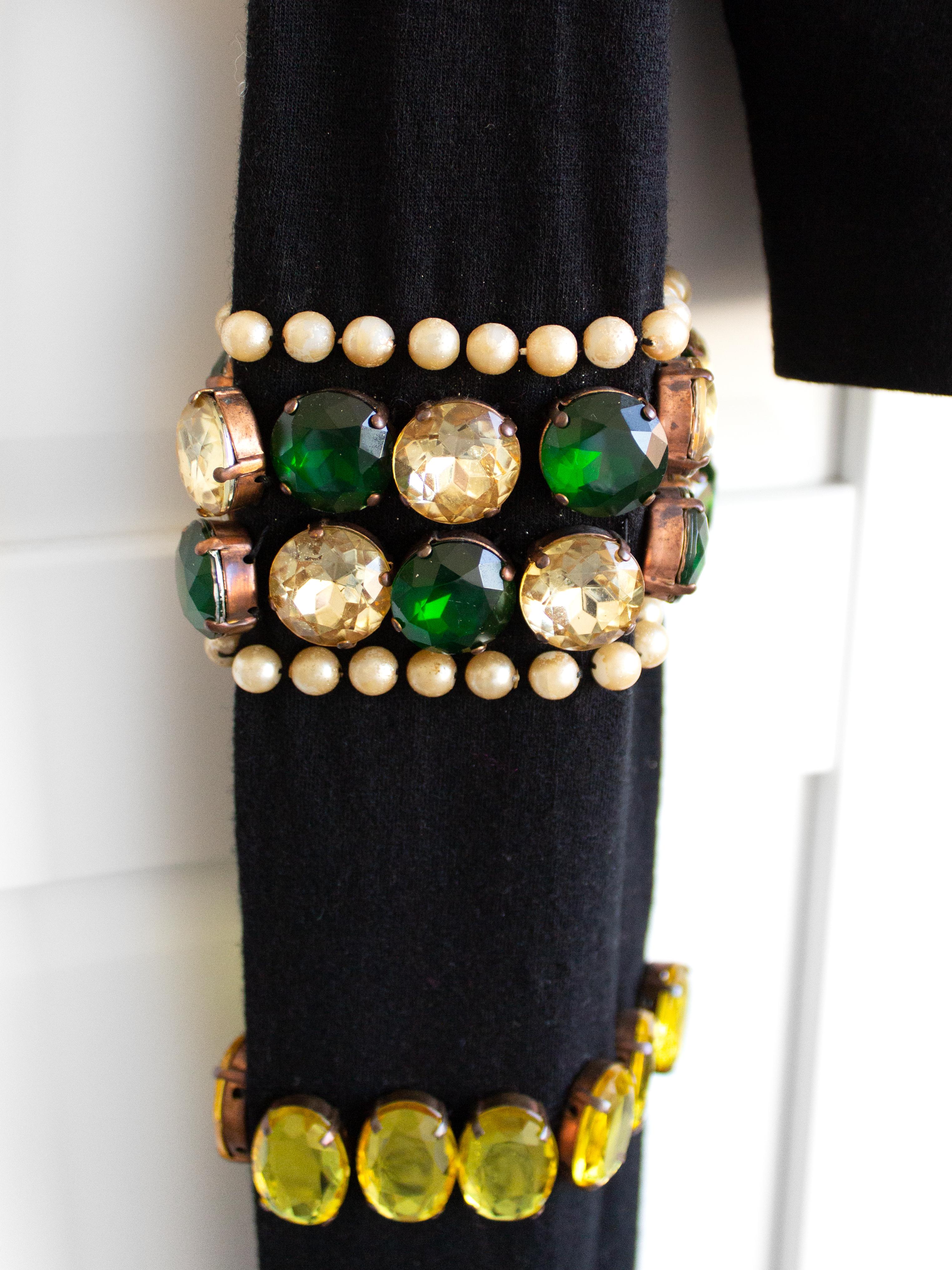 Dolce&Gabbana Vintage F/W 1991 Jeweled Crystal Embellished Black Crop Top For Sale 4