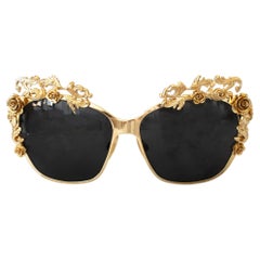 Dolce&Gabbana Vintage F/W 2013 Baroque Gold Rose Embellished Sunglasses DG2121