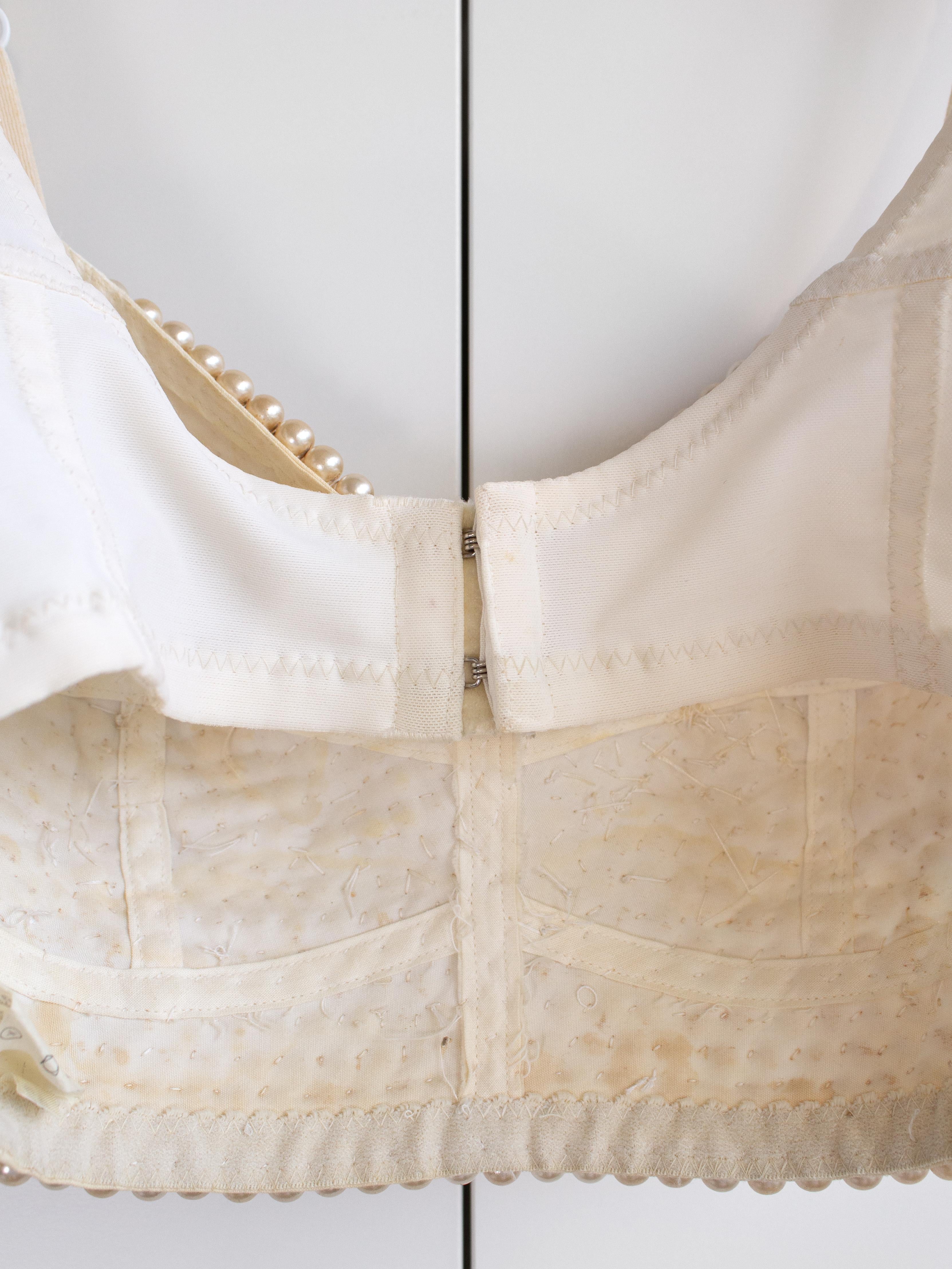 Dolce&Gabbana Vintage S/S 1992 Ivory Cream Pearl Embellished Bustier Top 8