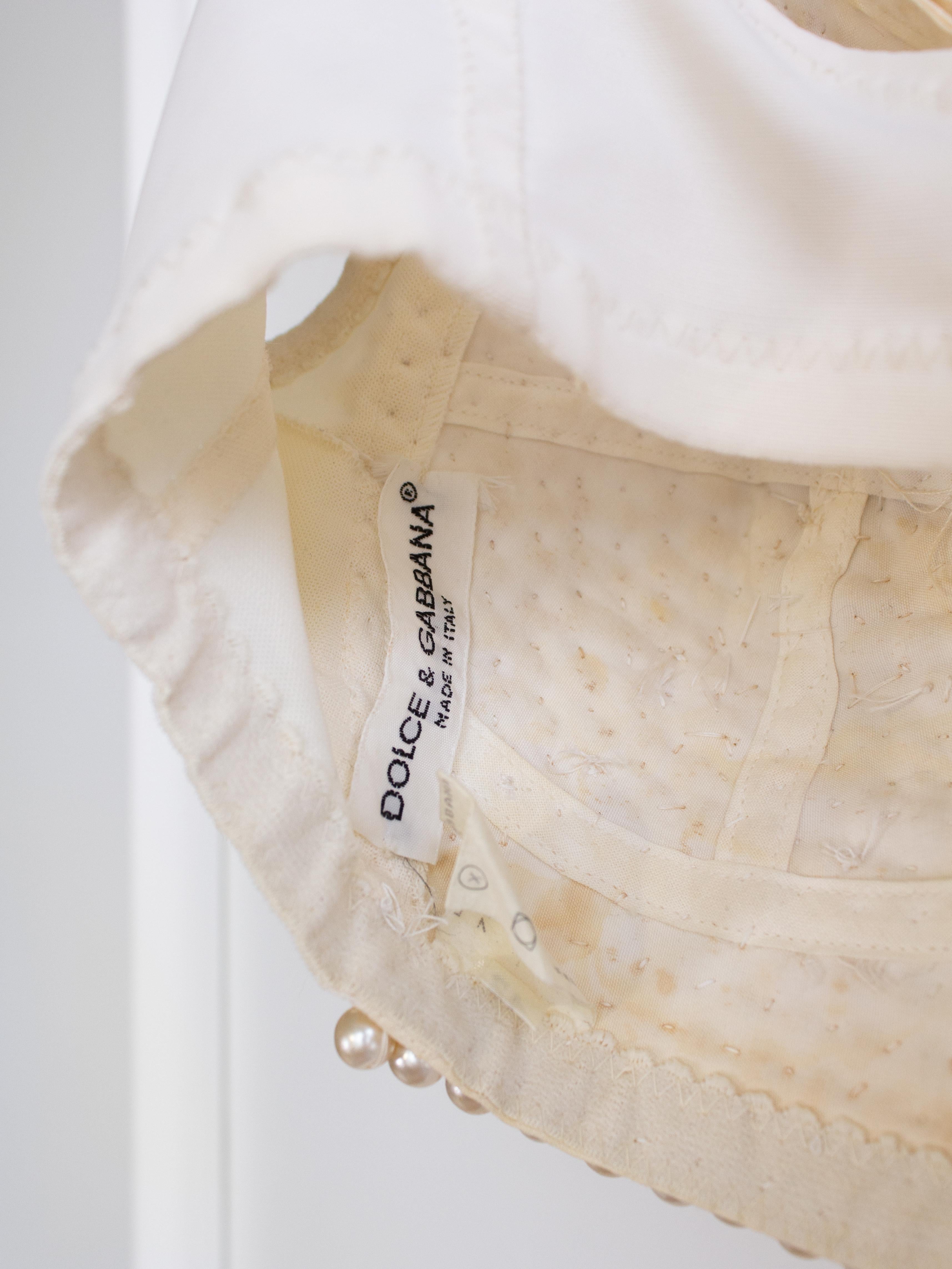 Dolce&Gabbana Vintage S/S 1992 Ivory Cream Pearl Embellished Bustier Top 9