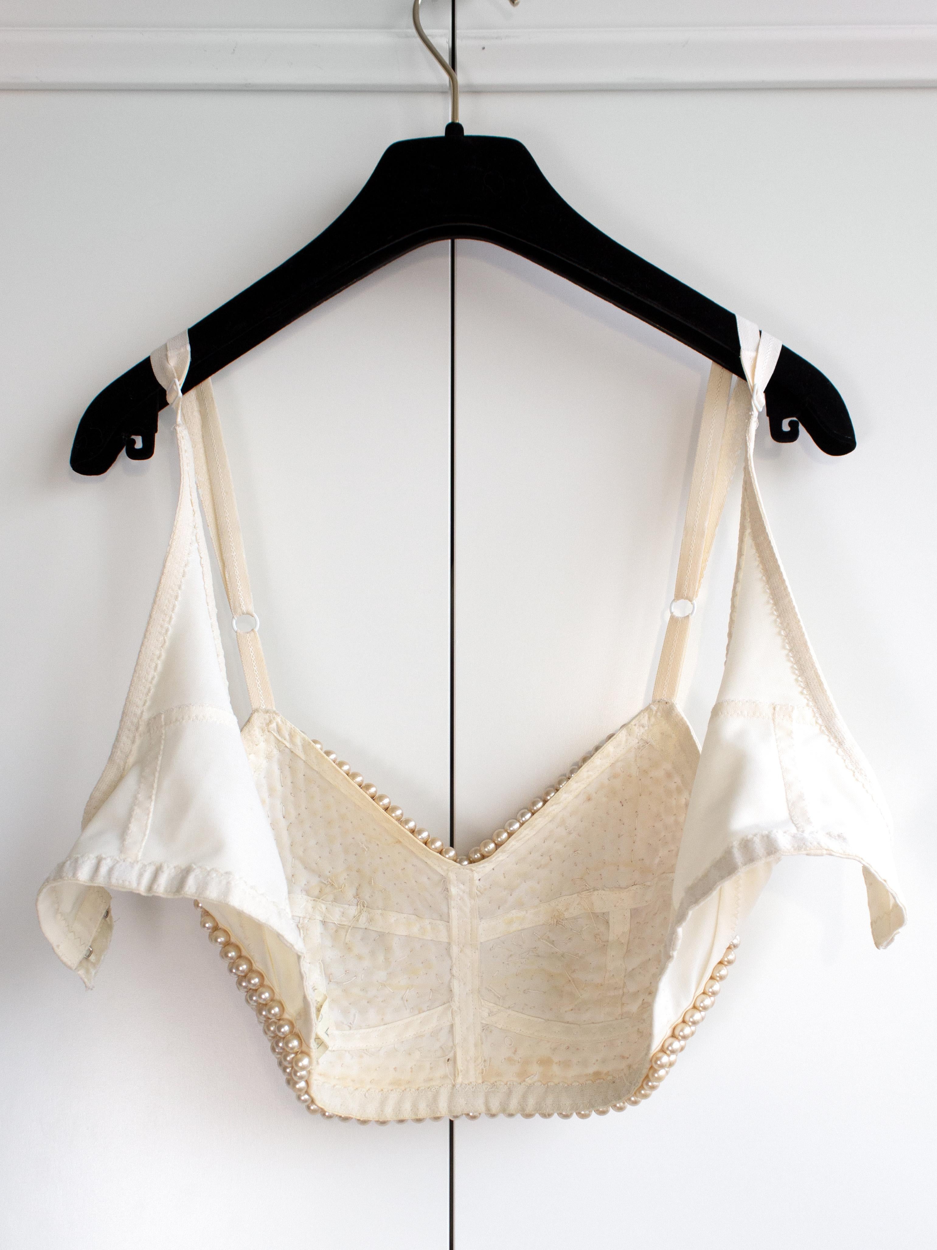 Dolce&Gabbana Vintage S/S 1992 Ivory Cream Pearl Embellished Bustier Top 11