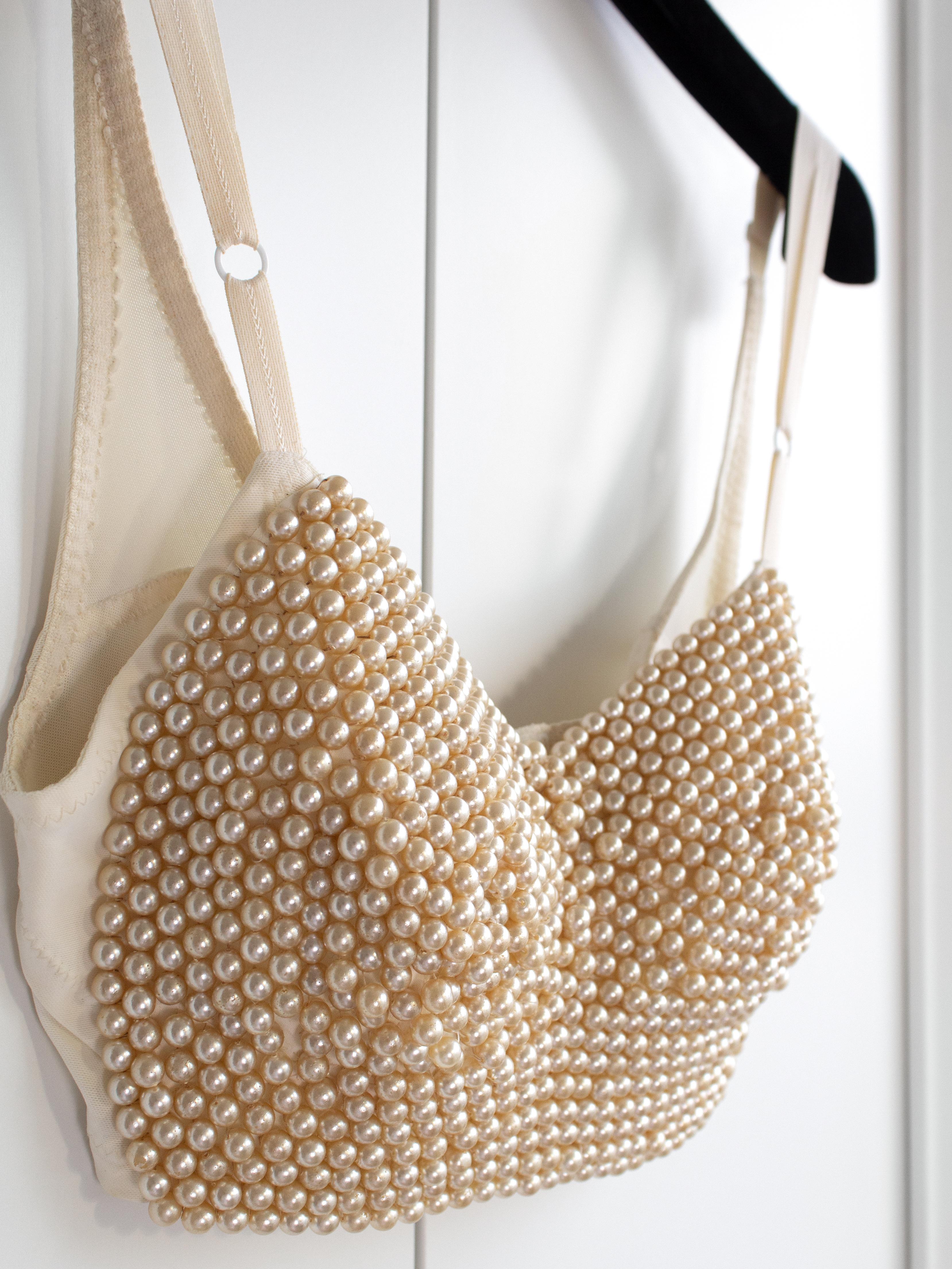 Dolce&Gabbana Vintage S/S 1992 Ivory Cream Pearl Embellished Bustier Top 1