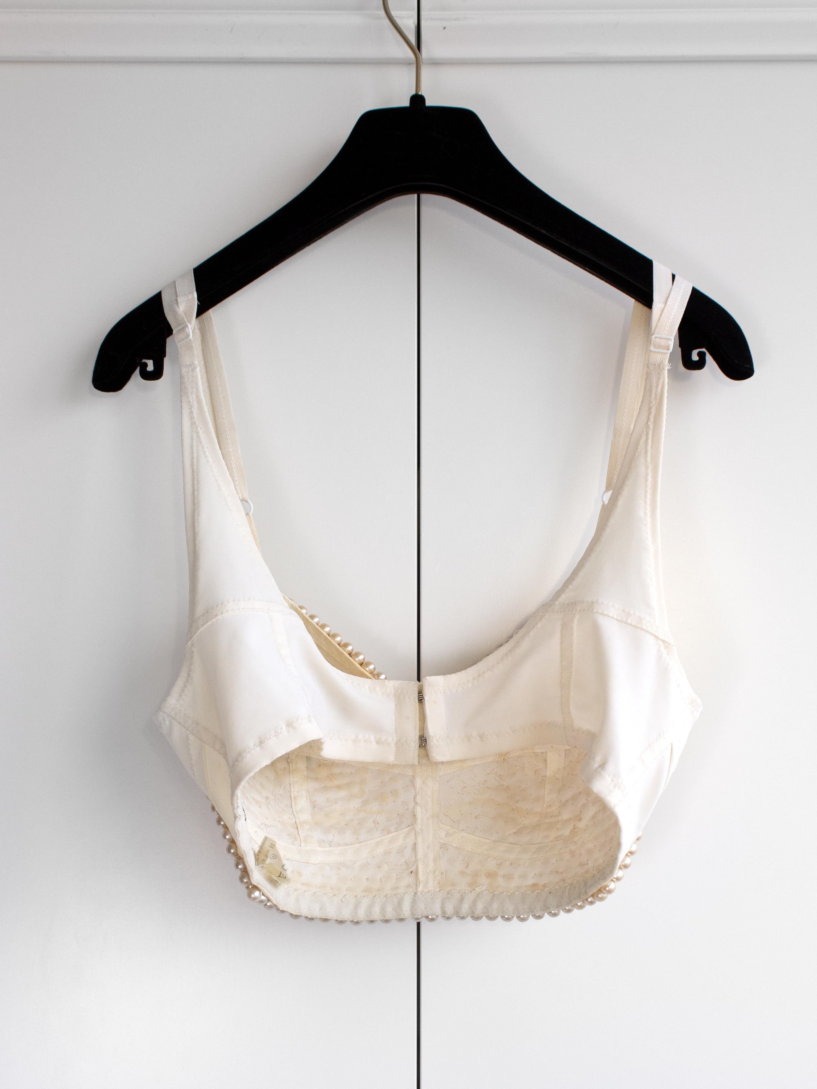 Dolce&Gabbana Vintage S/S 1992 Ivory Cream Pearl Embellished Bustier Top 2