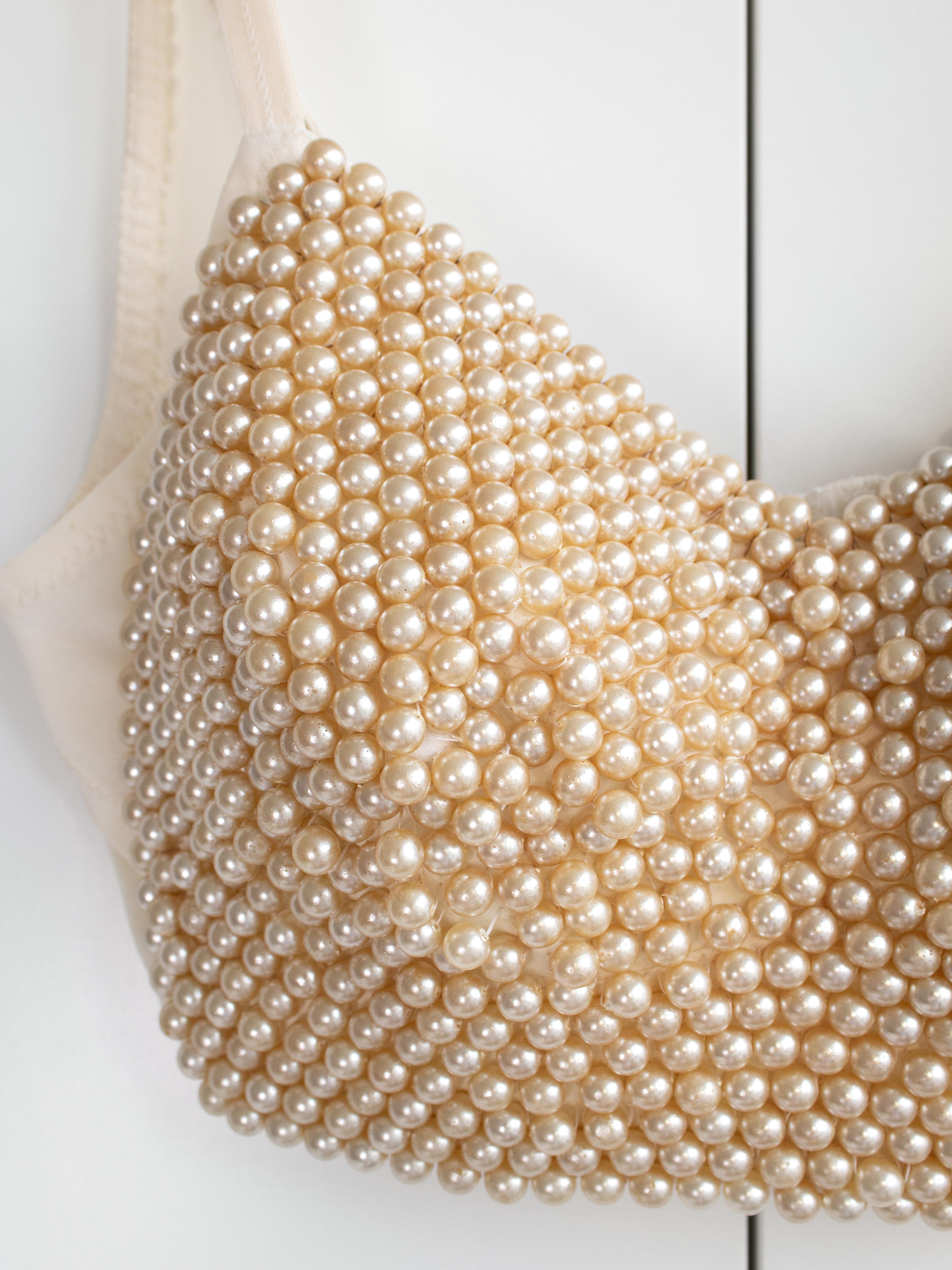 Dolce&Gabbana Vintage S/S 1992 Ivory Cream Pearl Embellished Bustier Top 3