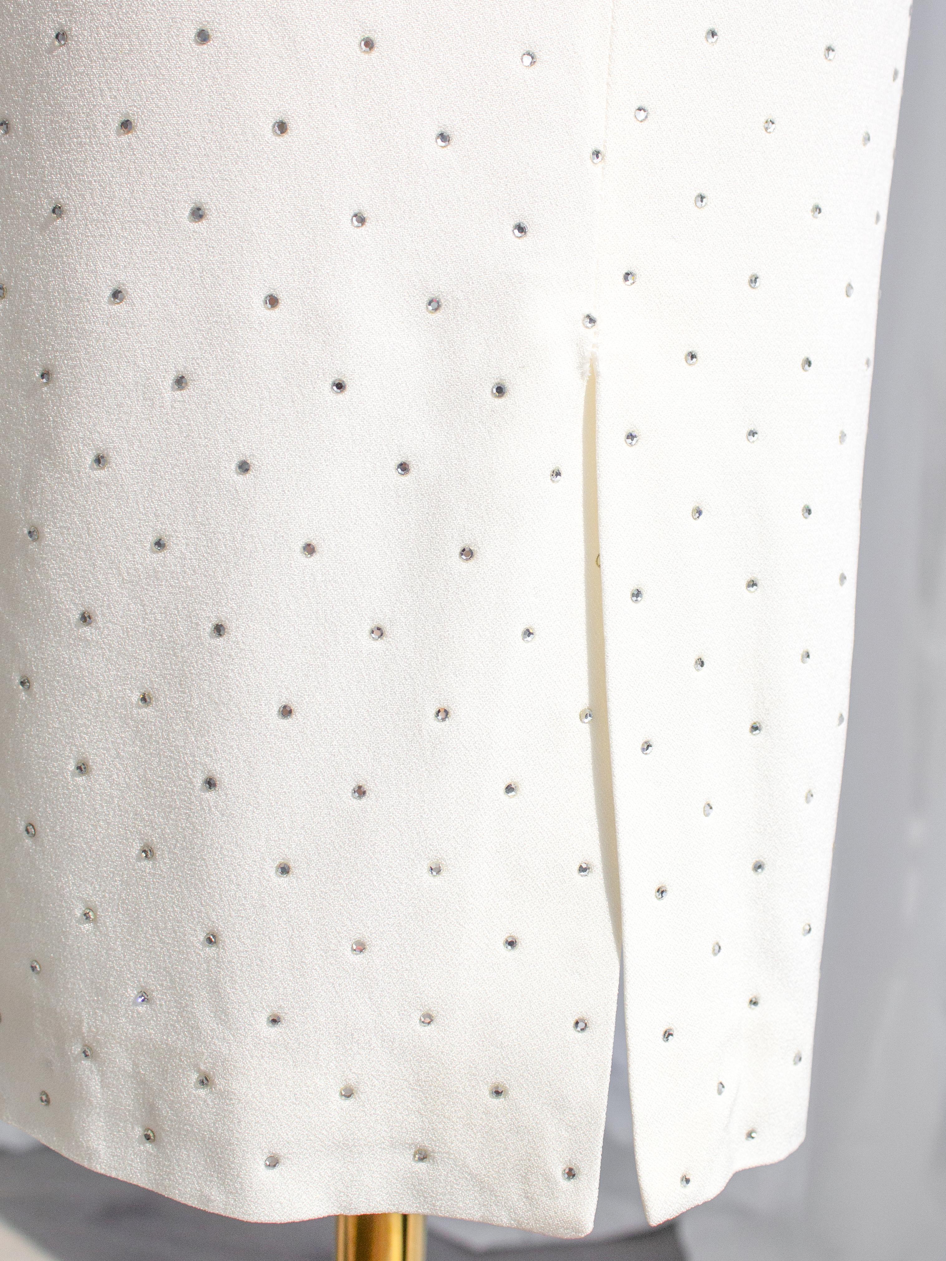 Dolce&Gabbana Vintage S/S 1995 White Crystal Embellished Midi Dress For Sale 3