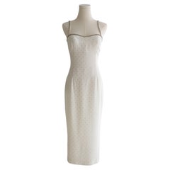 Dolce&Gabbana Vintage S/S 1995 White Crystal Embellished Midi Dress