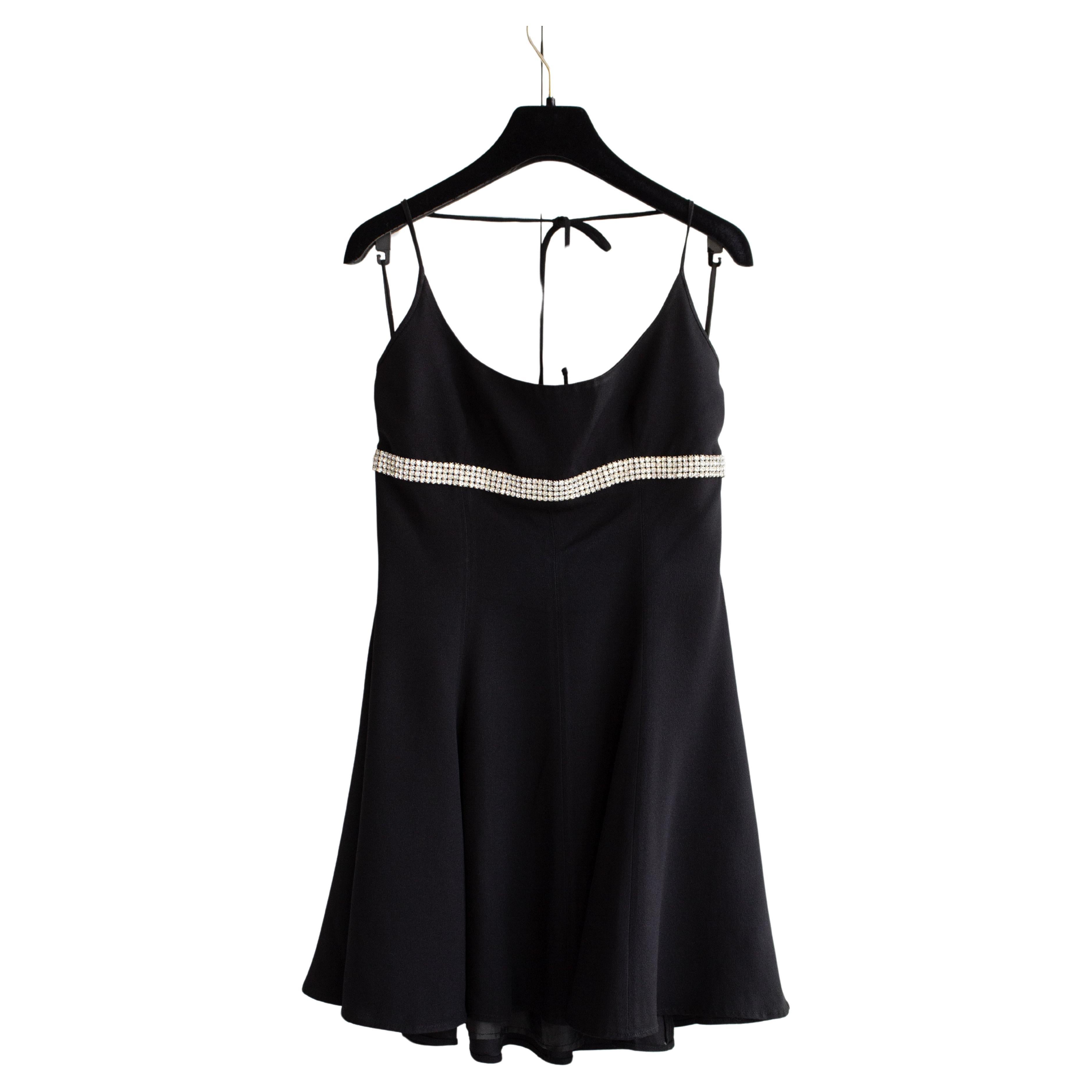 Dolce&Gabbana Vintage Spring/Summer 1995 Black Crystal Rhinestone Mini Dress For Sale