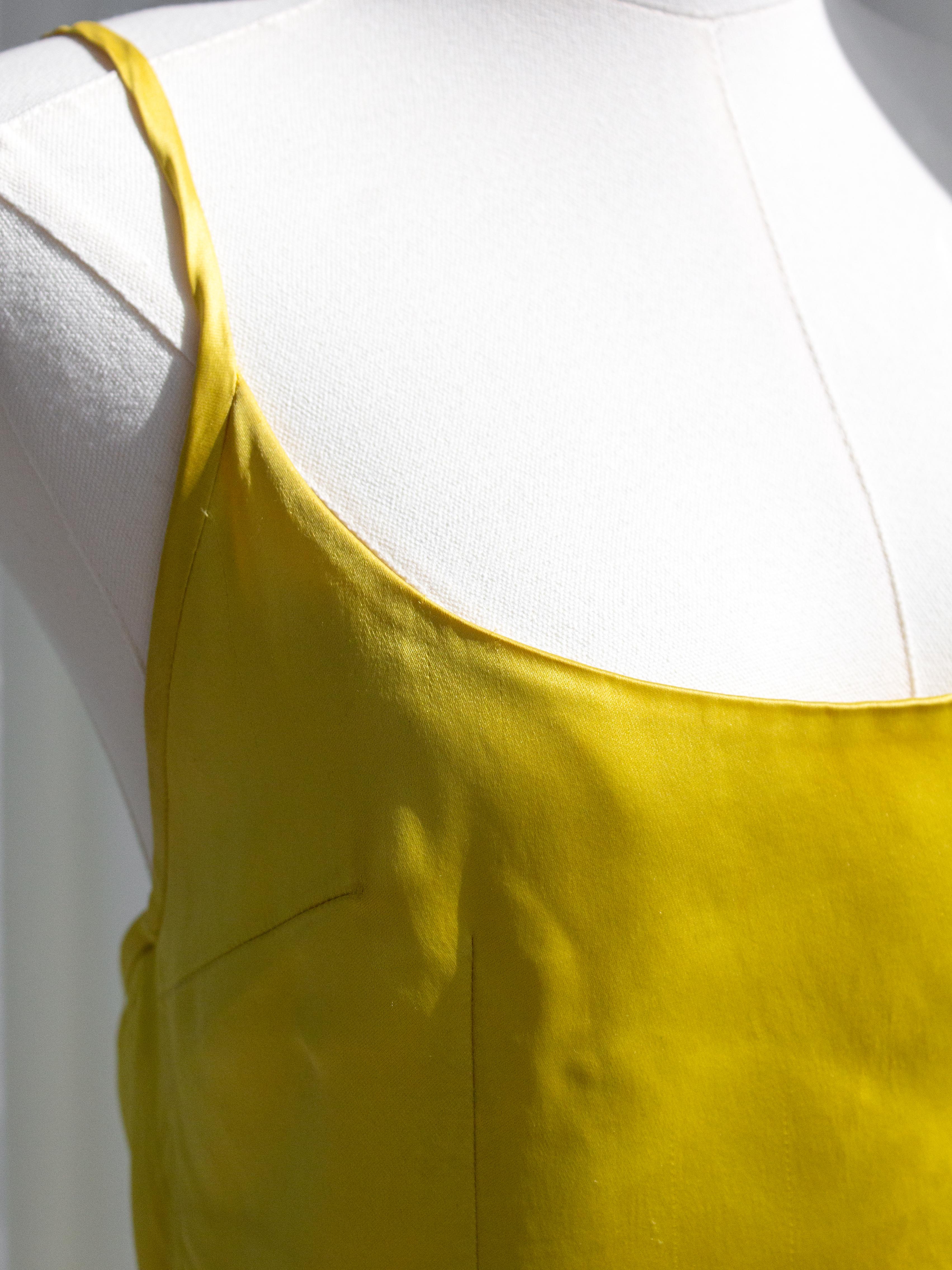 Dolce&Gabbana Vintage Spring/Summer 1995 Yellow Satin Mini Skater Dress 2