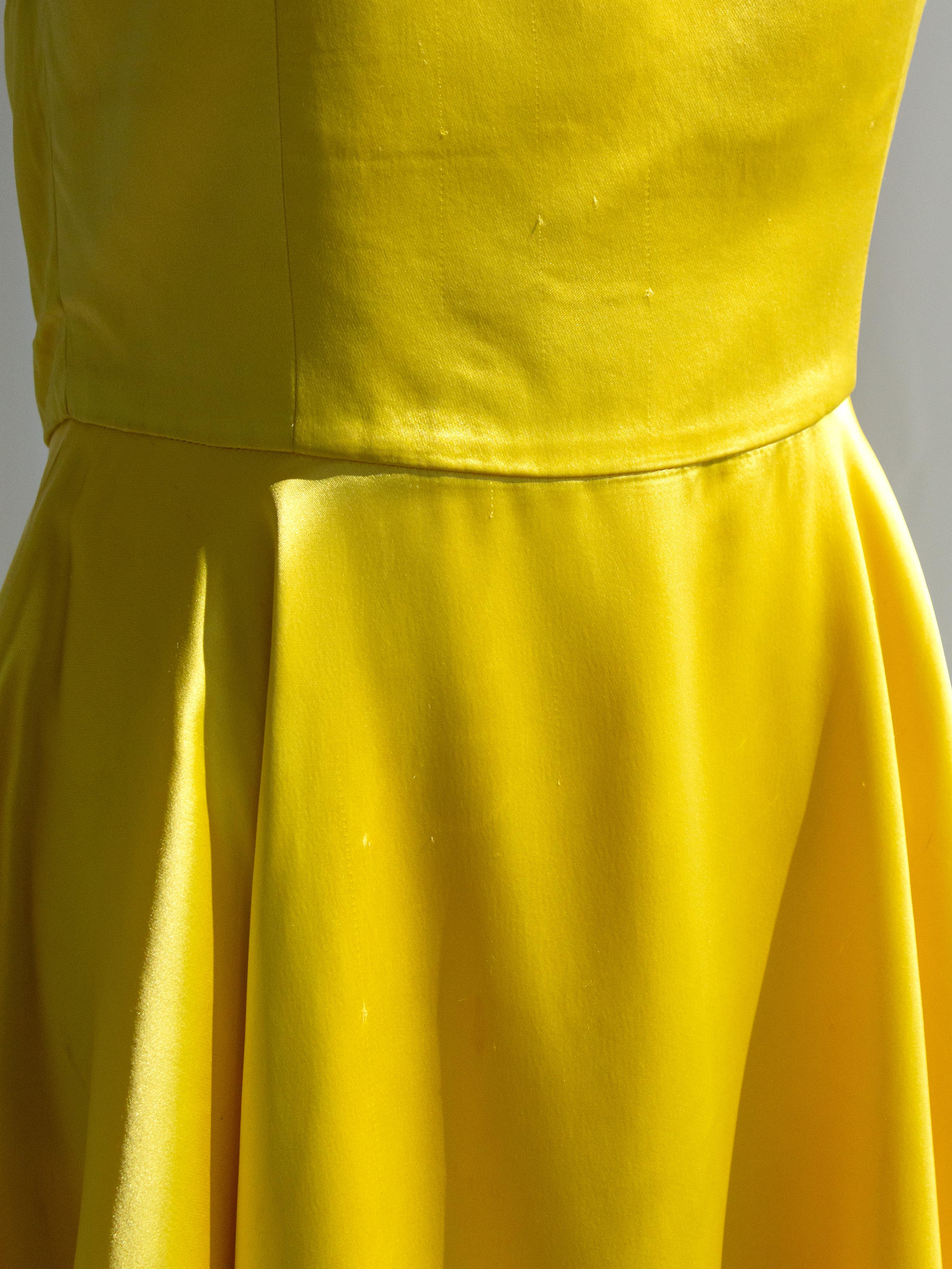 Dolce&Gabbana Vintage Spring/Summer 1995 Yellow Satin Mini Skater Dress 3