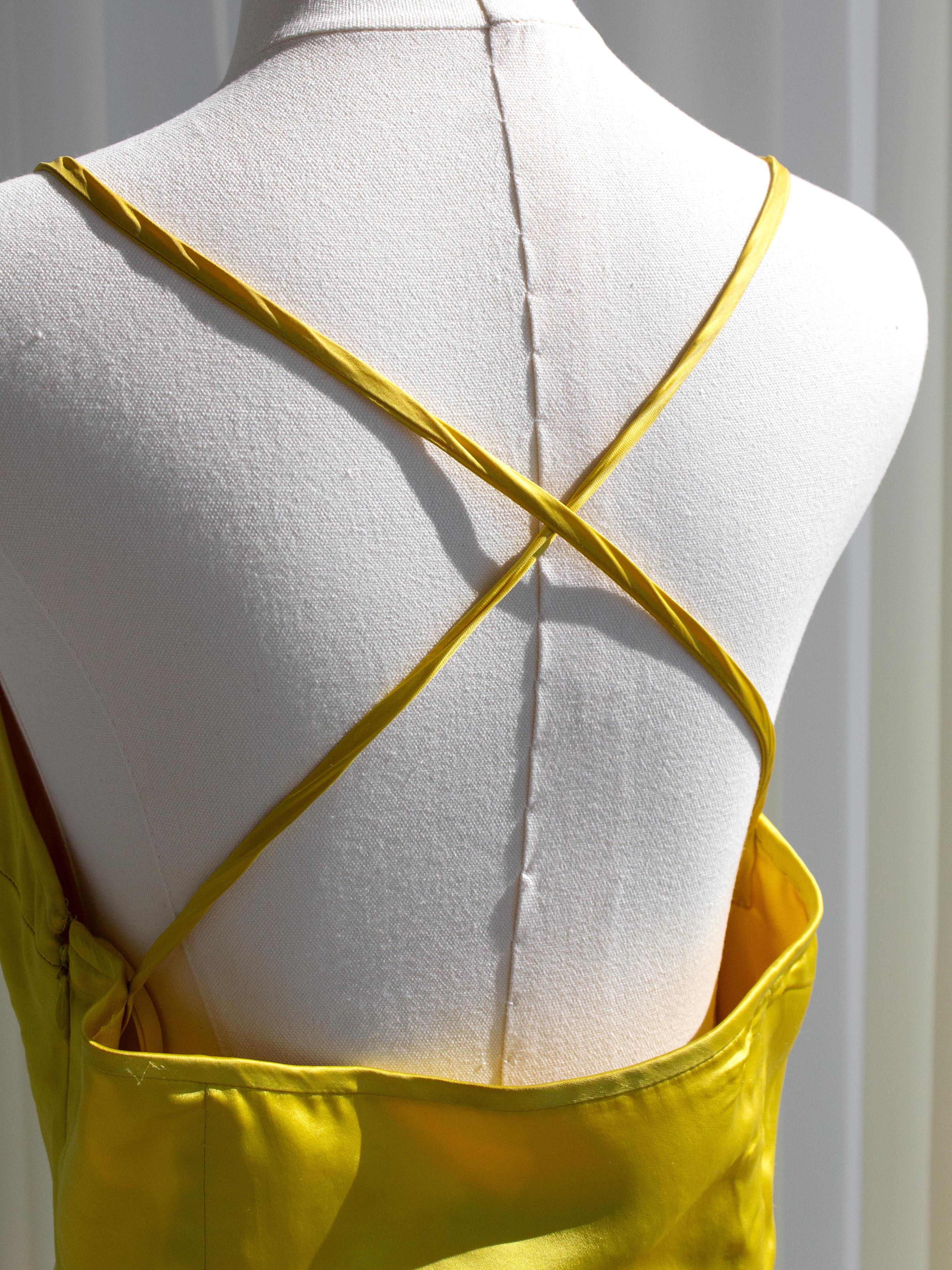 Dolce&Gabbana Vintage Spring/Summer 1995 Yellow Satin Mini Skater Dress 4