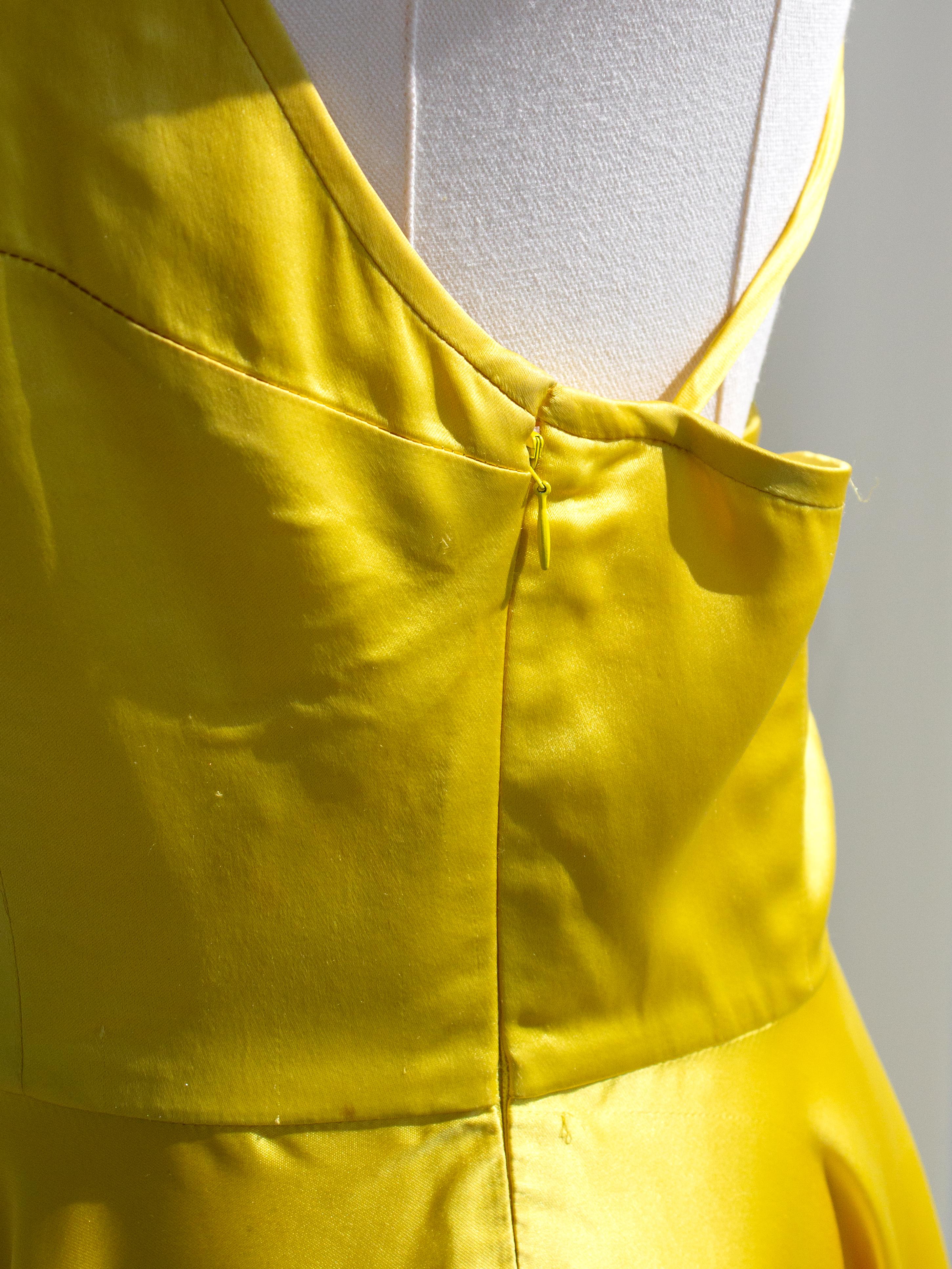 Dolce&Gabbana Vintage Spring/Summer 1995 Yellow Satin Mini Skater Dress 5