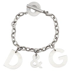 Dolce&Gabbana Vintage Unisex Logo D&G Charm Pendant Statement Monogram Bracelet