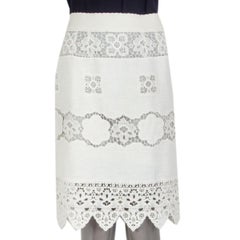 Dolce&Gabbana white crochet Knee Length Skirt M