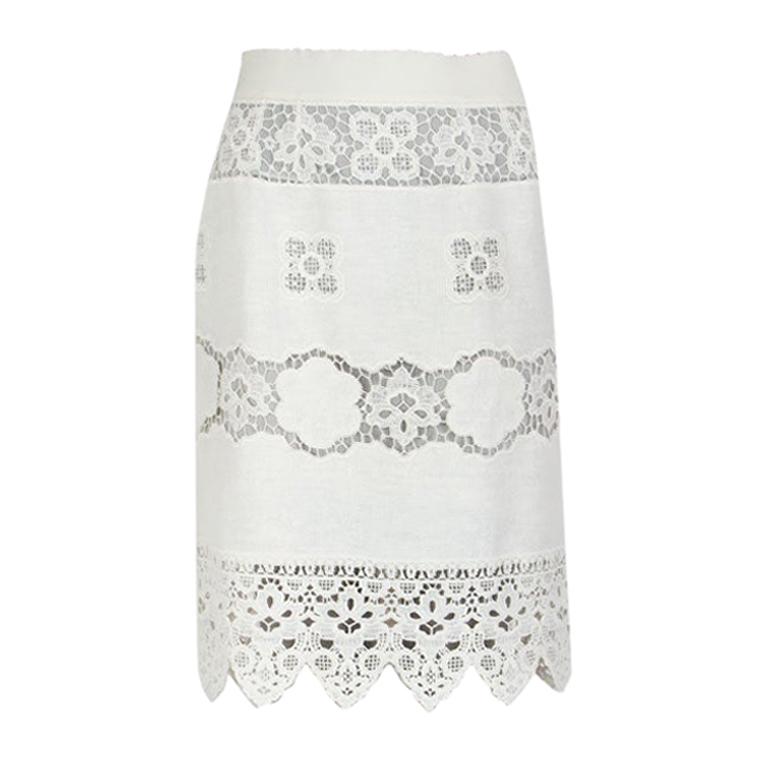 Dolce&Gabbana white crochet Knee Length Skirt M For Sale
