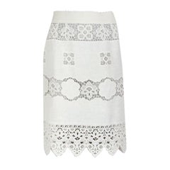 Dolce&Gabbana weißer knielanger Häkelrock, M