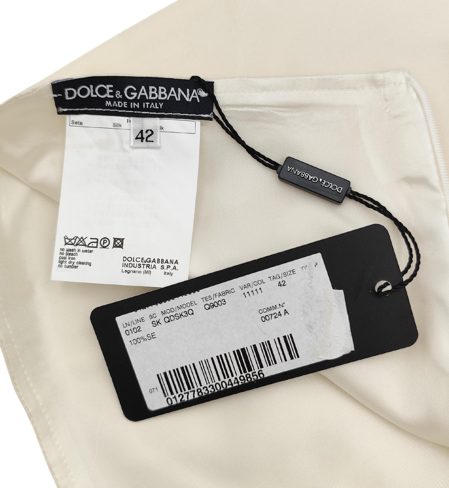Dolce&Gabbana white silk mini skirt NWT For Sale 3
