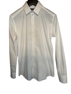 Dolce&Gabbana White Stretch Poplin Gold fit Dress Shirt size 39 15 1/2 Authentic