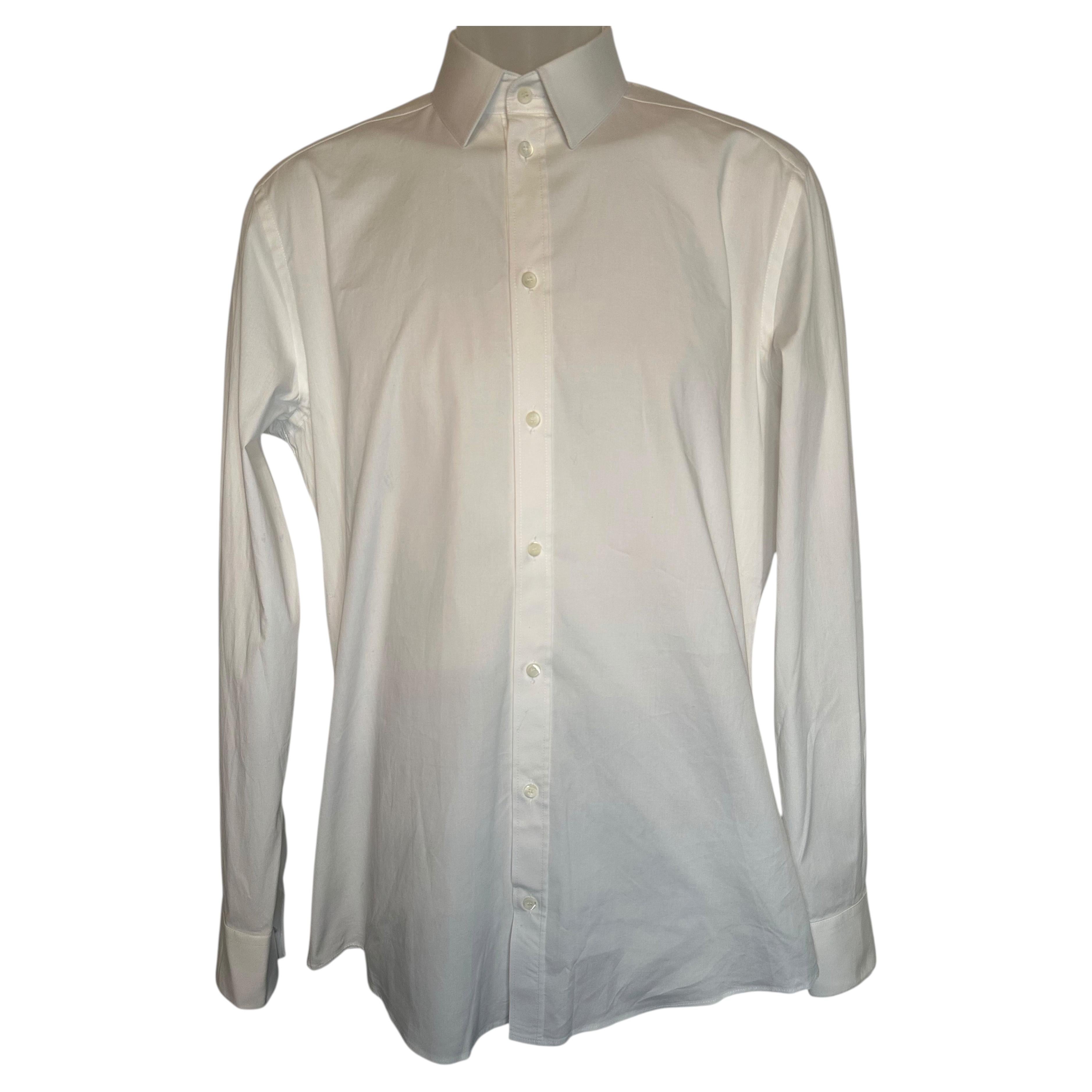 Dolce&Gabbana White Stretch Poplin Gold fit Dress Shirt size 39 15 1/2 Authentic