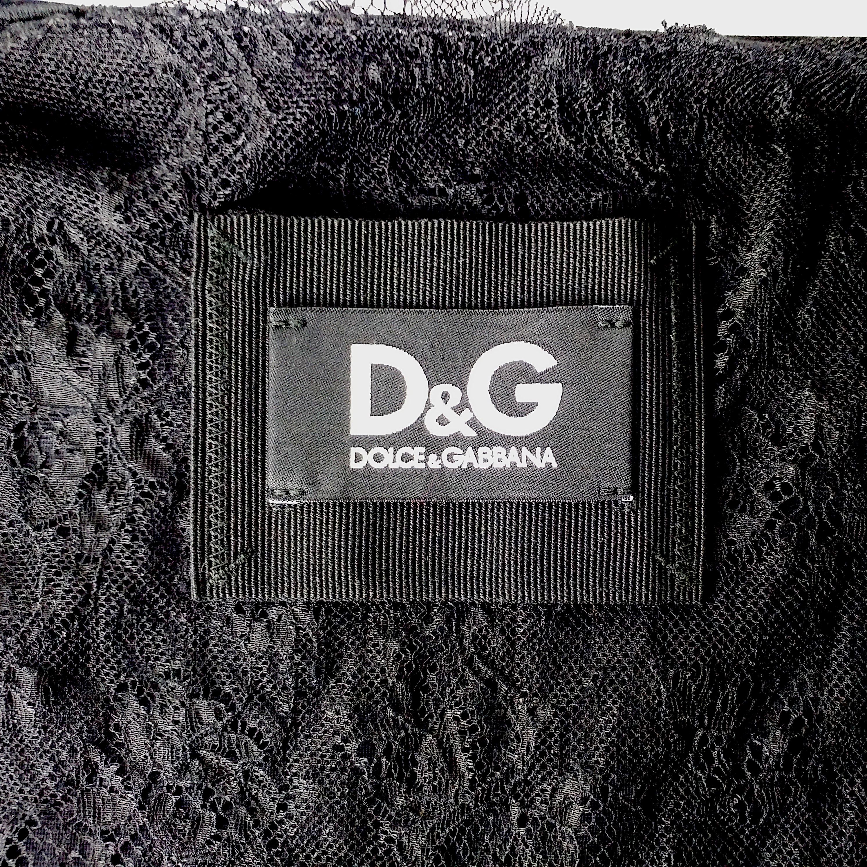 DOLCE&GABBANA – Y2K Vintage Black Velvet Blouse with Lace Lining  Size S-M 1