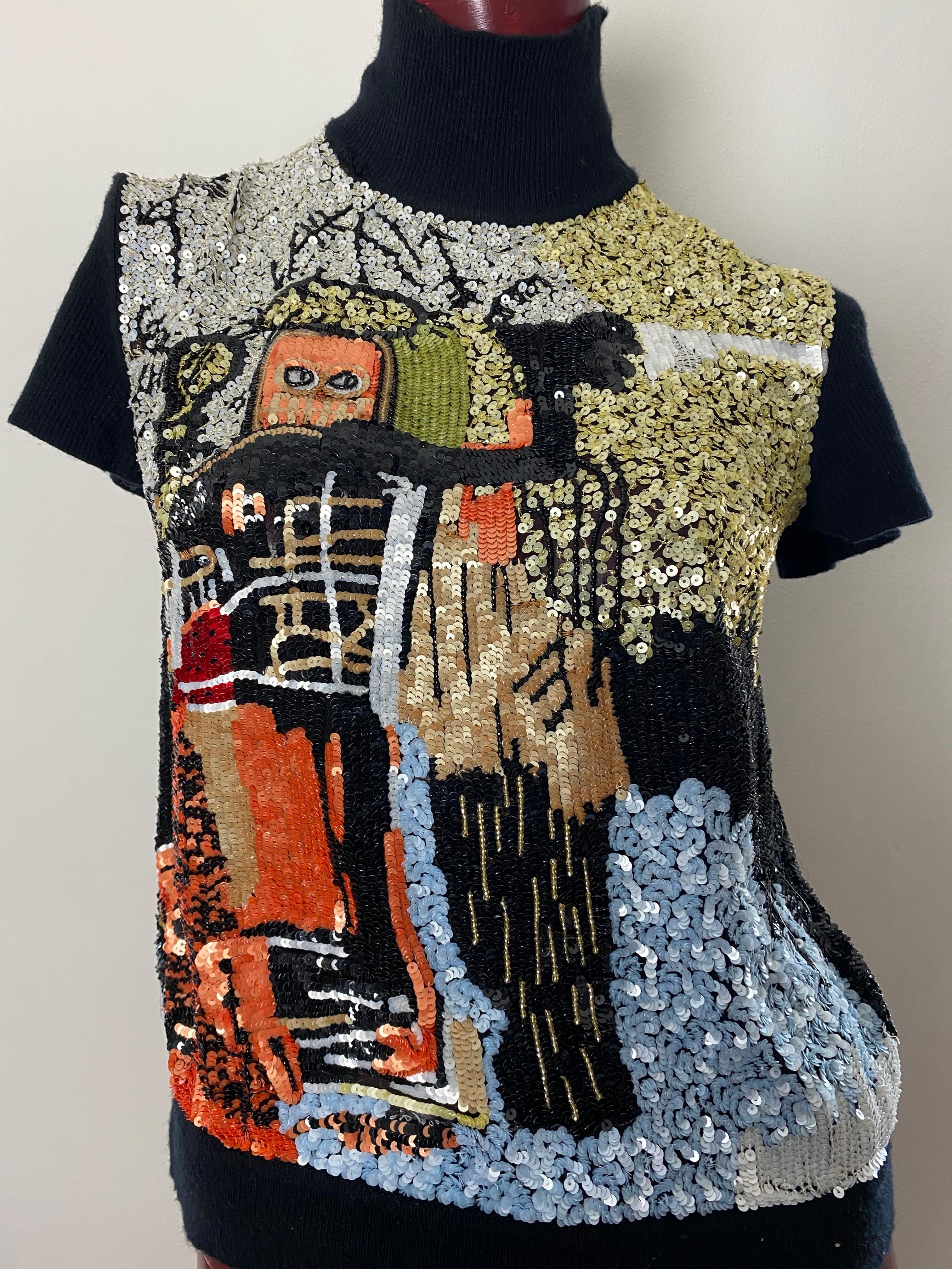 Valentino turtleneck with wonderful pailletes embroidery Basquiat picture For Sale 6
