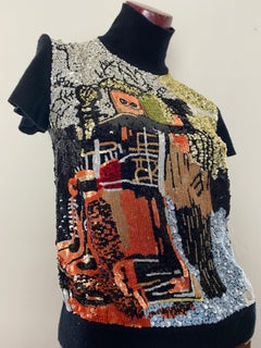 Valentino turtleneck with wonderful pailletes embroidery Basquiat picture