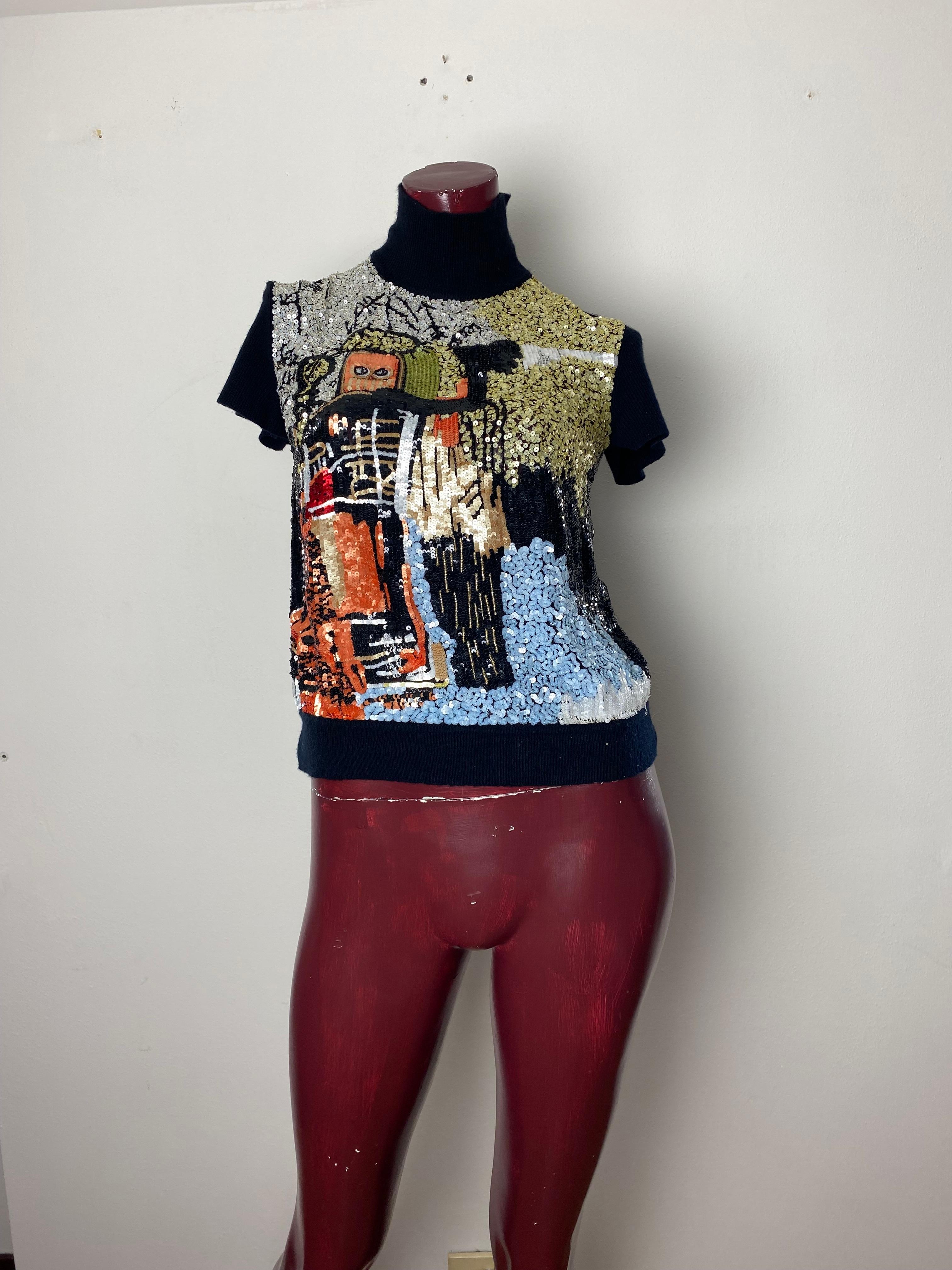 Women's Valentino turtleneck with wonderful pailletes embroidery Basquiat picture For Sale