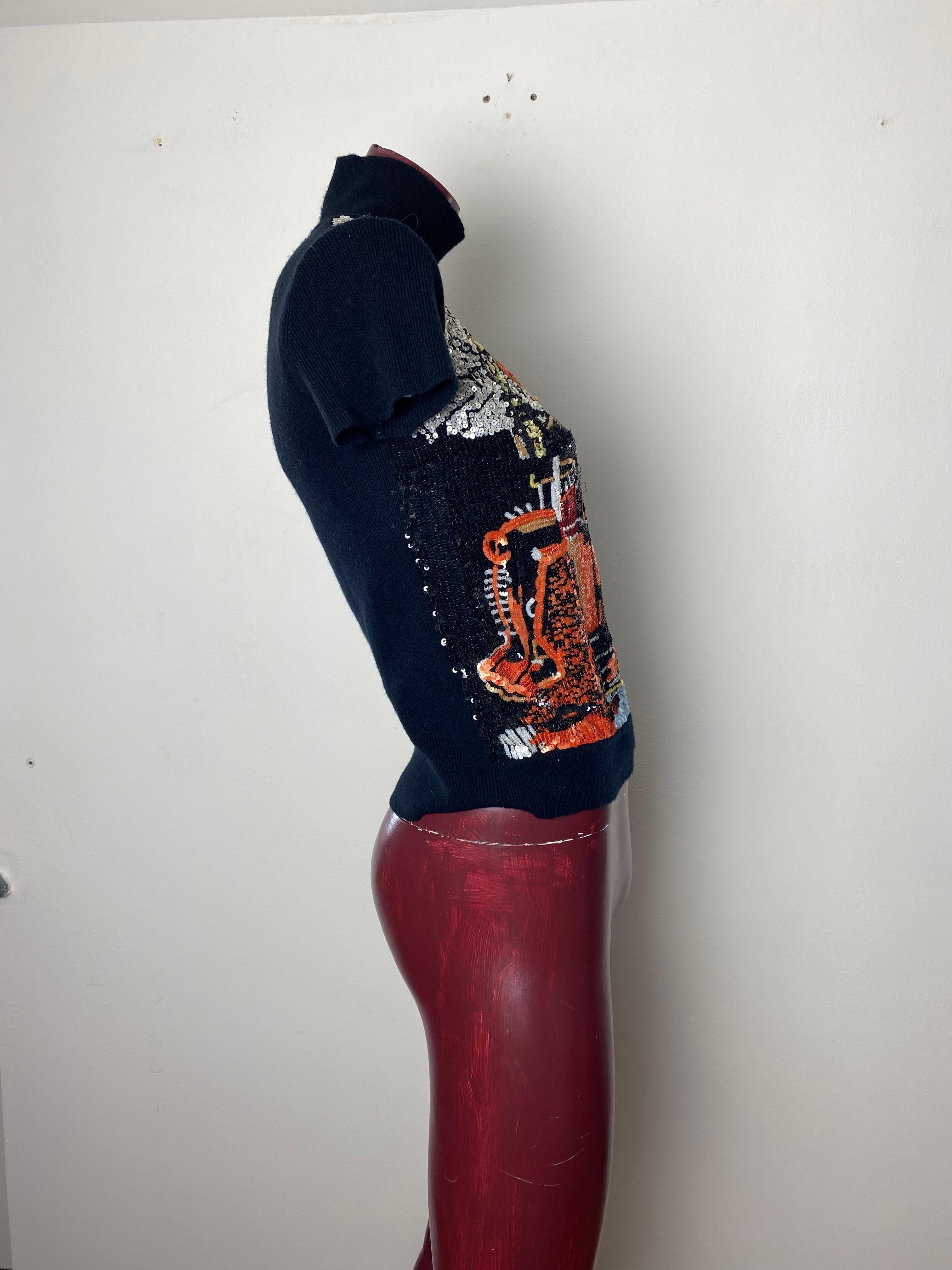 Valentino turtleneck with wonderful pailletes embroidery Basquiat picture For Sale 2