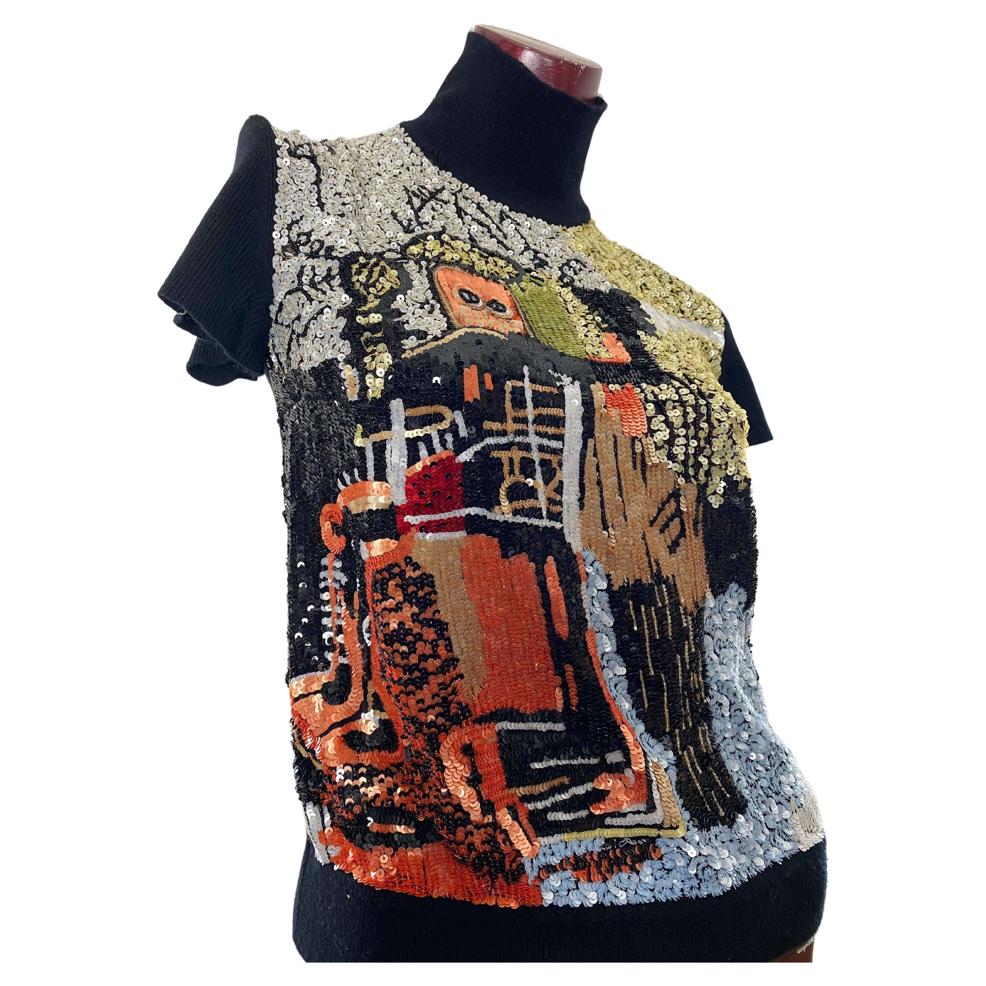 Valentino turtleneck with wonderful pailletes embroidery Basquiat picture