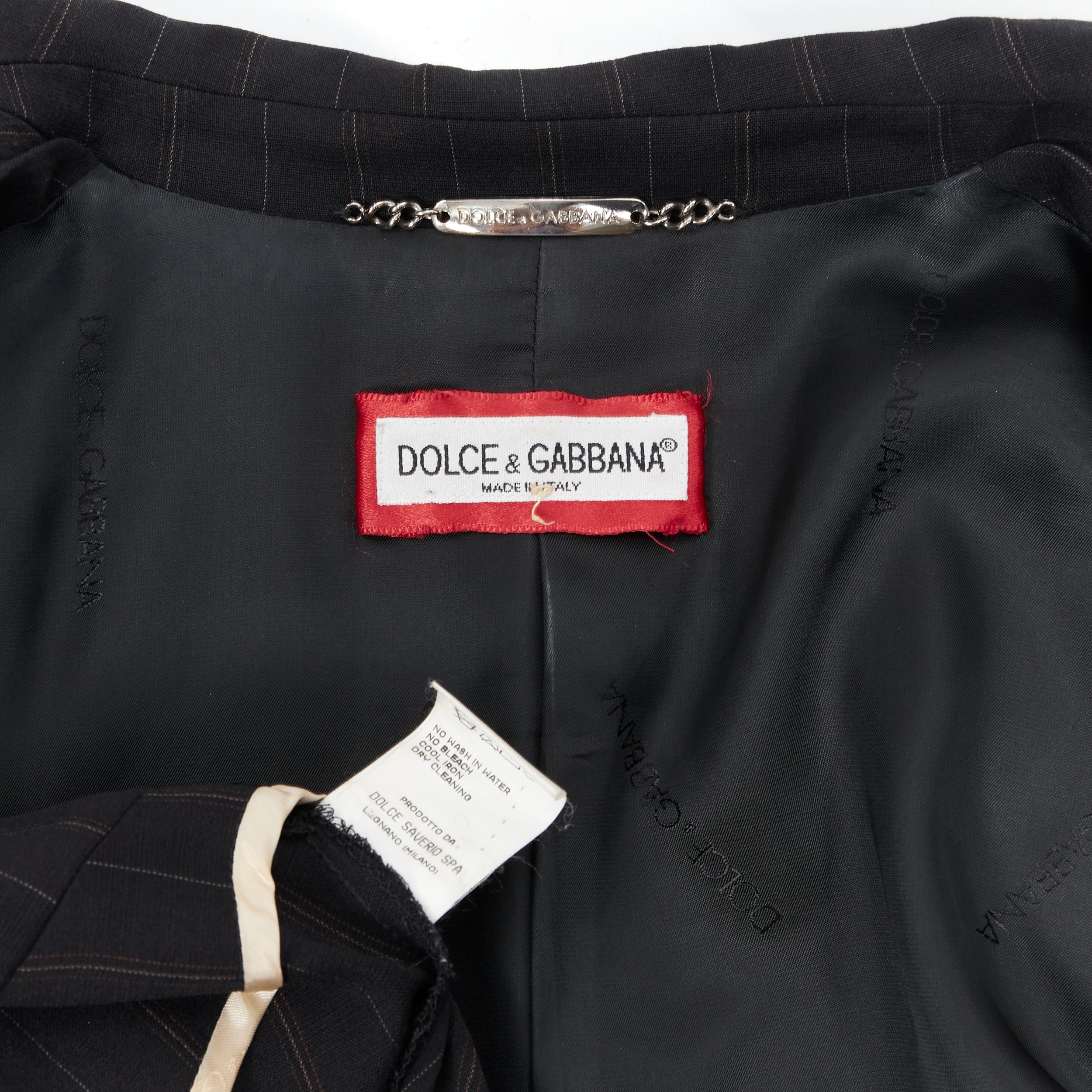 DOLE GABBANA black pinstripe wool double breasted blazer skirt set IT42 M For Sale 4