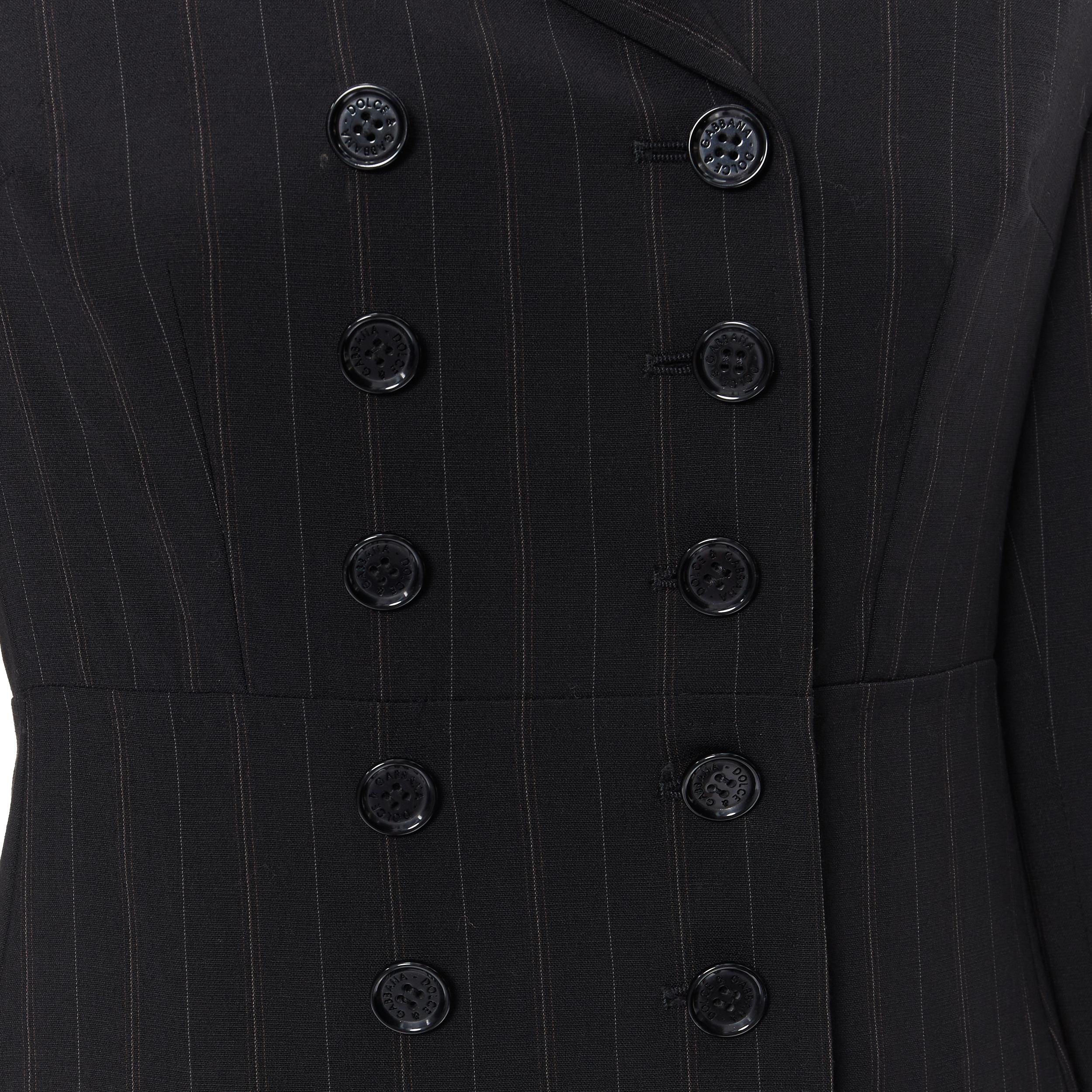 DOLE GABBANA black pinstripe wool double breasted blazer skirt set IT42 M In Good Condition For Sale In Hong Kong, NT