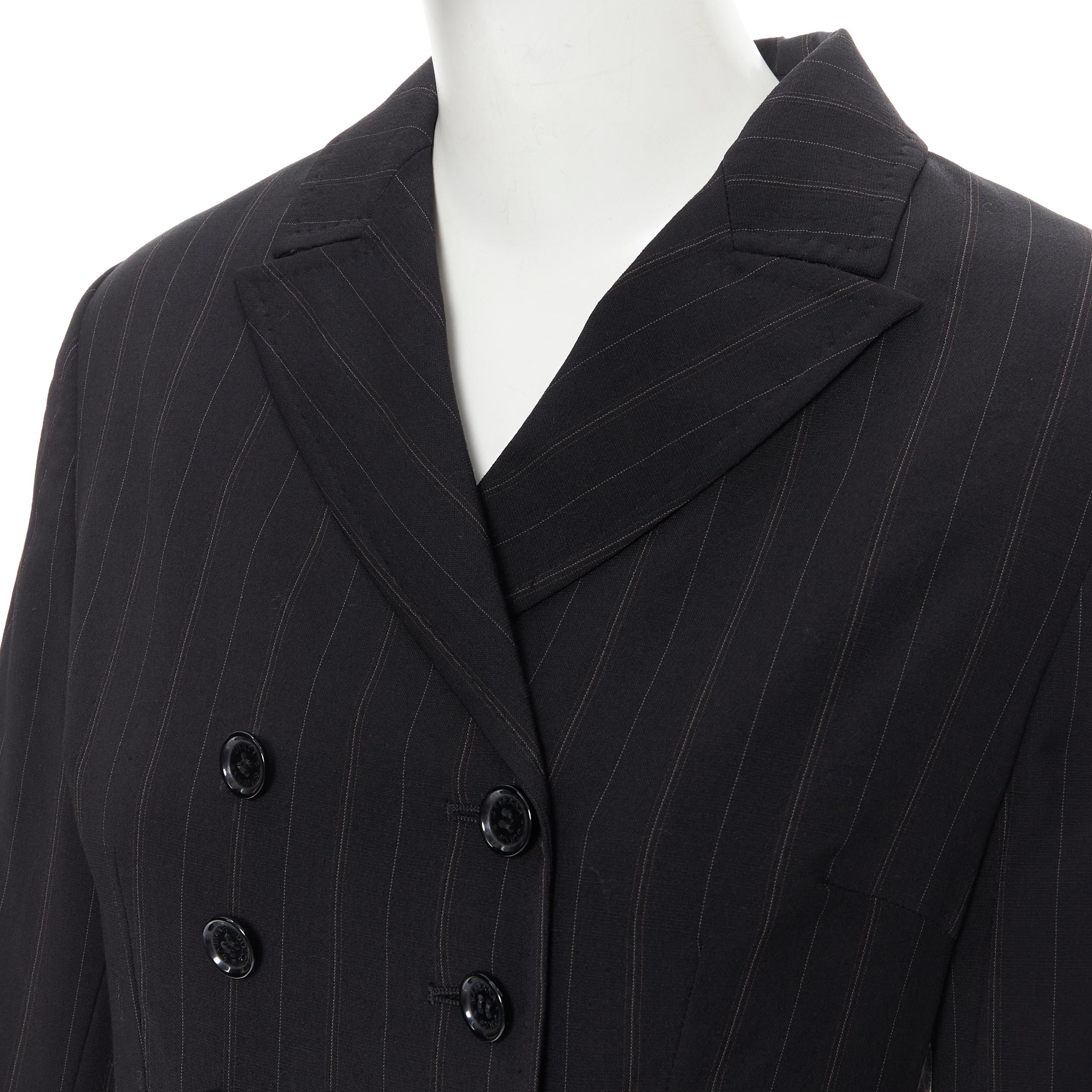 Women's DOLE GABBANA black pinstripe wool double breasted blazer skirt set IT42 M For Sale