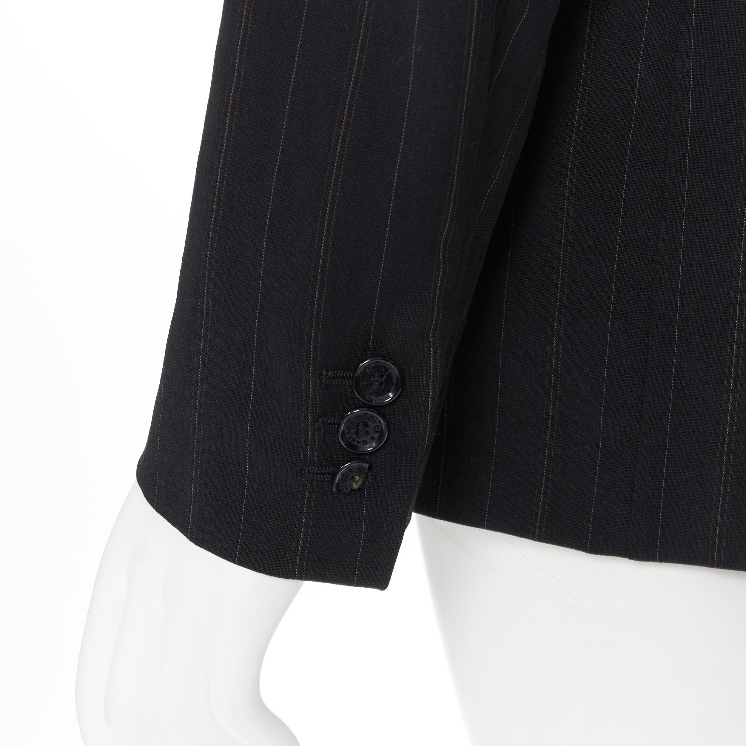 DOLE GABBANA black pinstripe wool double breasted blazer skirt set IT42 M For Sale 1