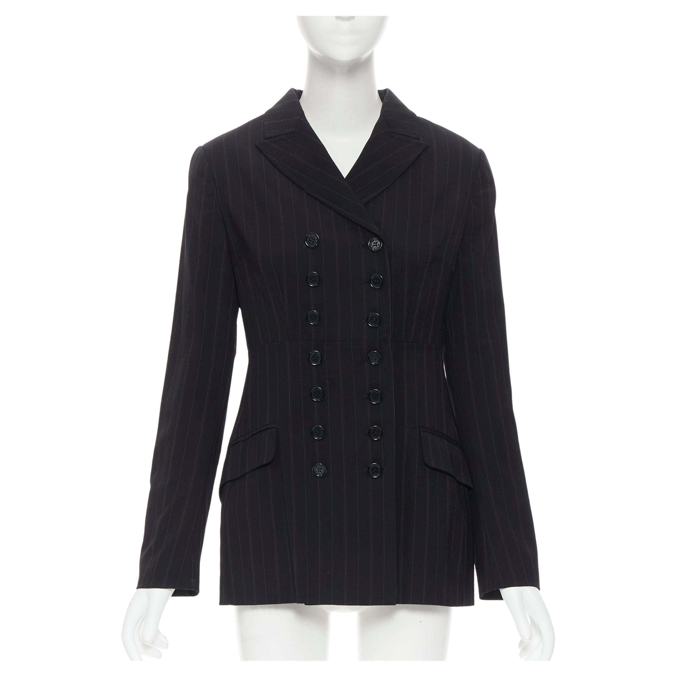 DOLE GABBANA black pinstripe wool double breasted blazer skirt set IT42 M For Sale