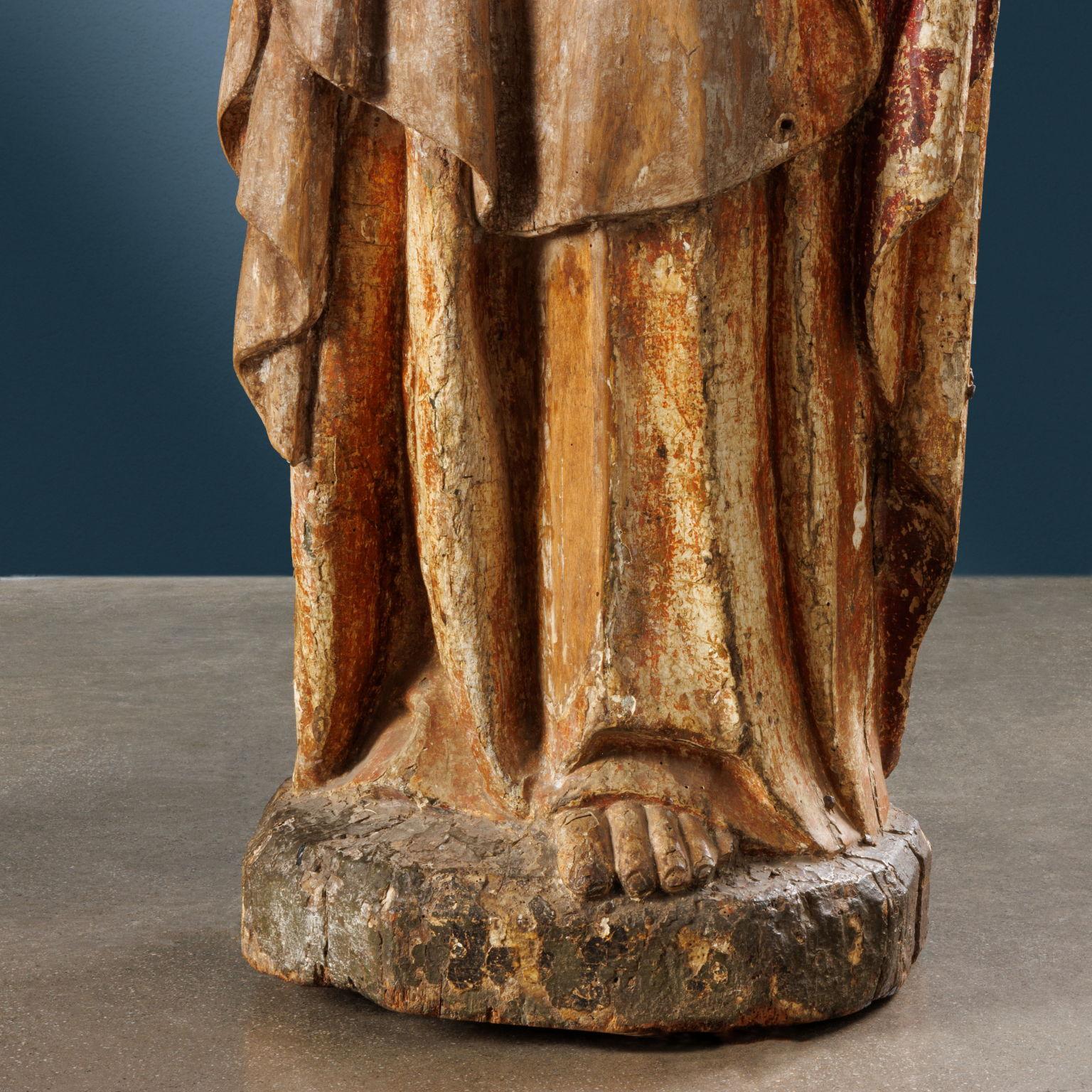Wood Dolenti (The Virgin and St. John the Evangelist). Piedmontese carver. 1470s For Sale