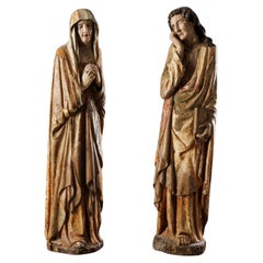 Dolenti (Die Jungfrau und der heilige Johannes der Evangelist). Piemontesischer Schnitzer. 1470s