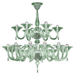 Dolfin 18-Light Ocean Green Murano Glass Chandelier by Sylcom, Italy