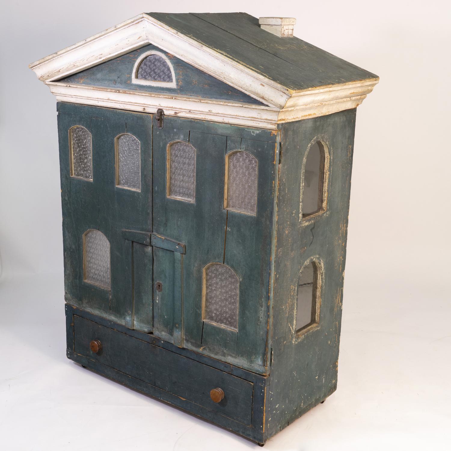 Greek Revival Doll House Cabinet, 19th Century