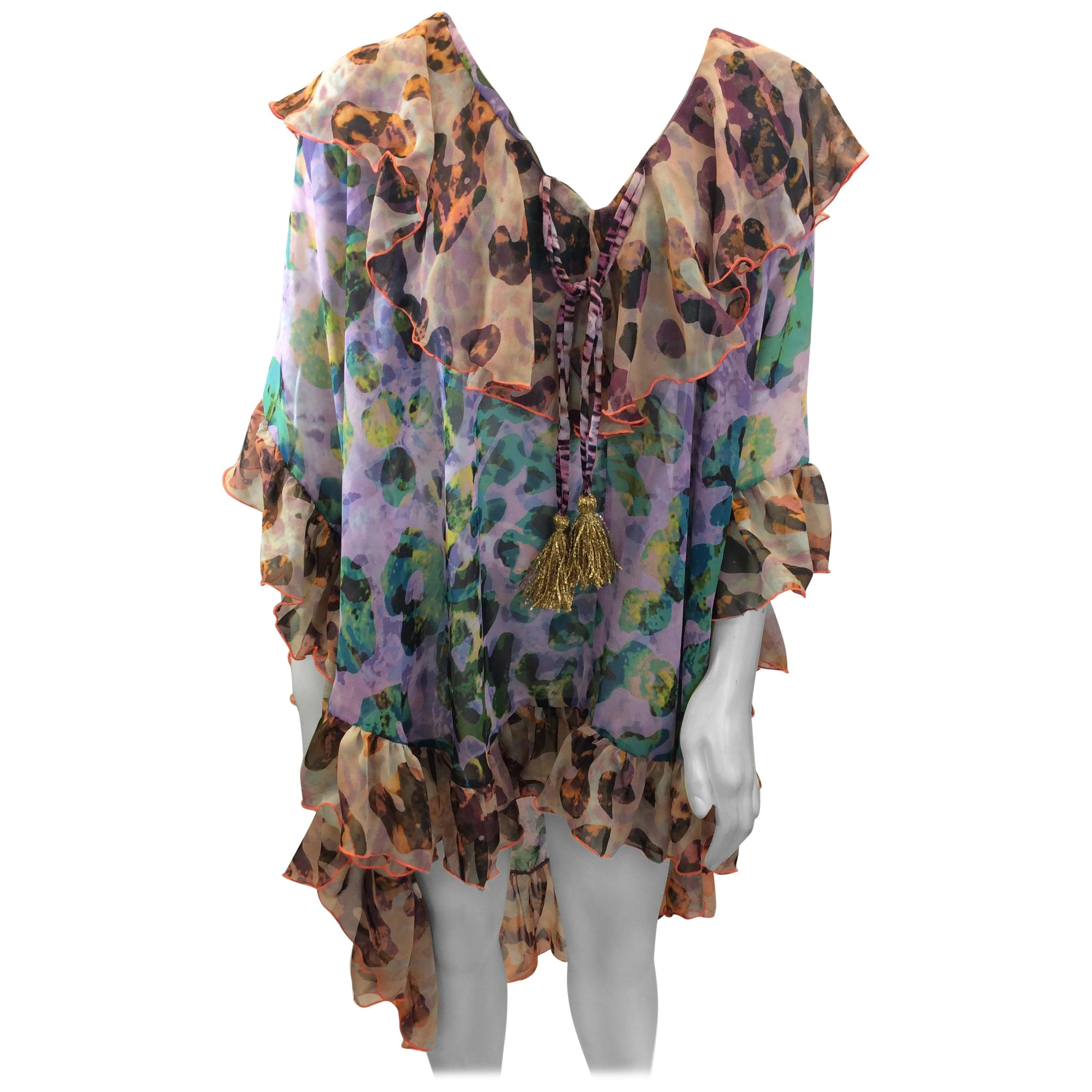 Doll Multi-Color Print Hi-Lo Cover Up  For Sale