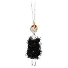Doll Necklace with Black Faux Fur Dress
