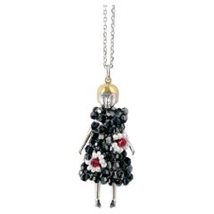 Doll Necklace with Black Flower Dress