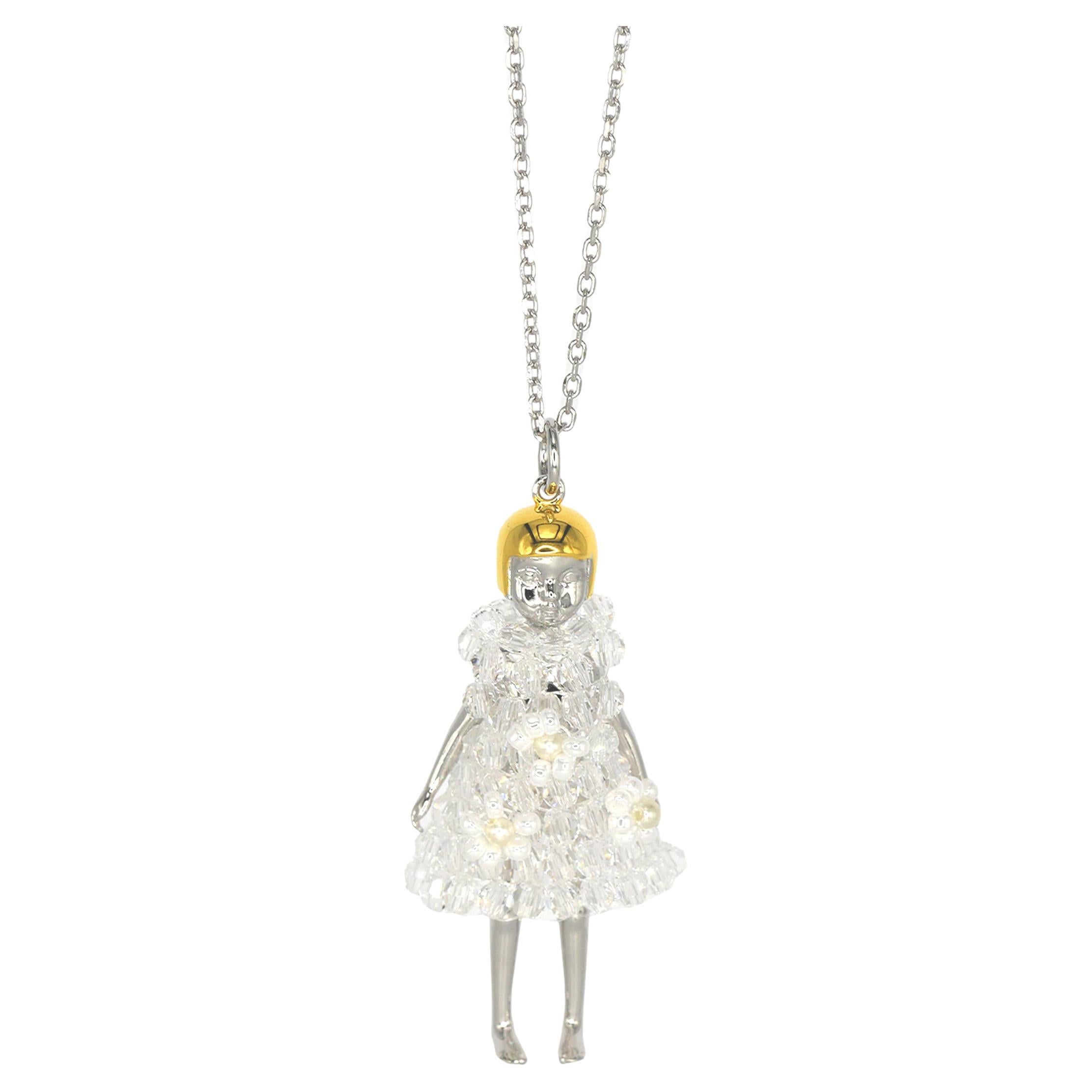 Doll Necklace with Crystal Dress For Sale