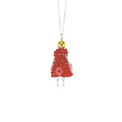 Doll Necklace with Red Flower Dress