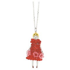 Doll Necklace with Red Flower Dress
