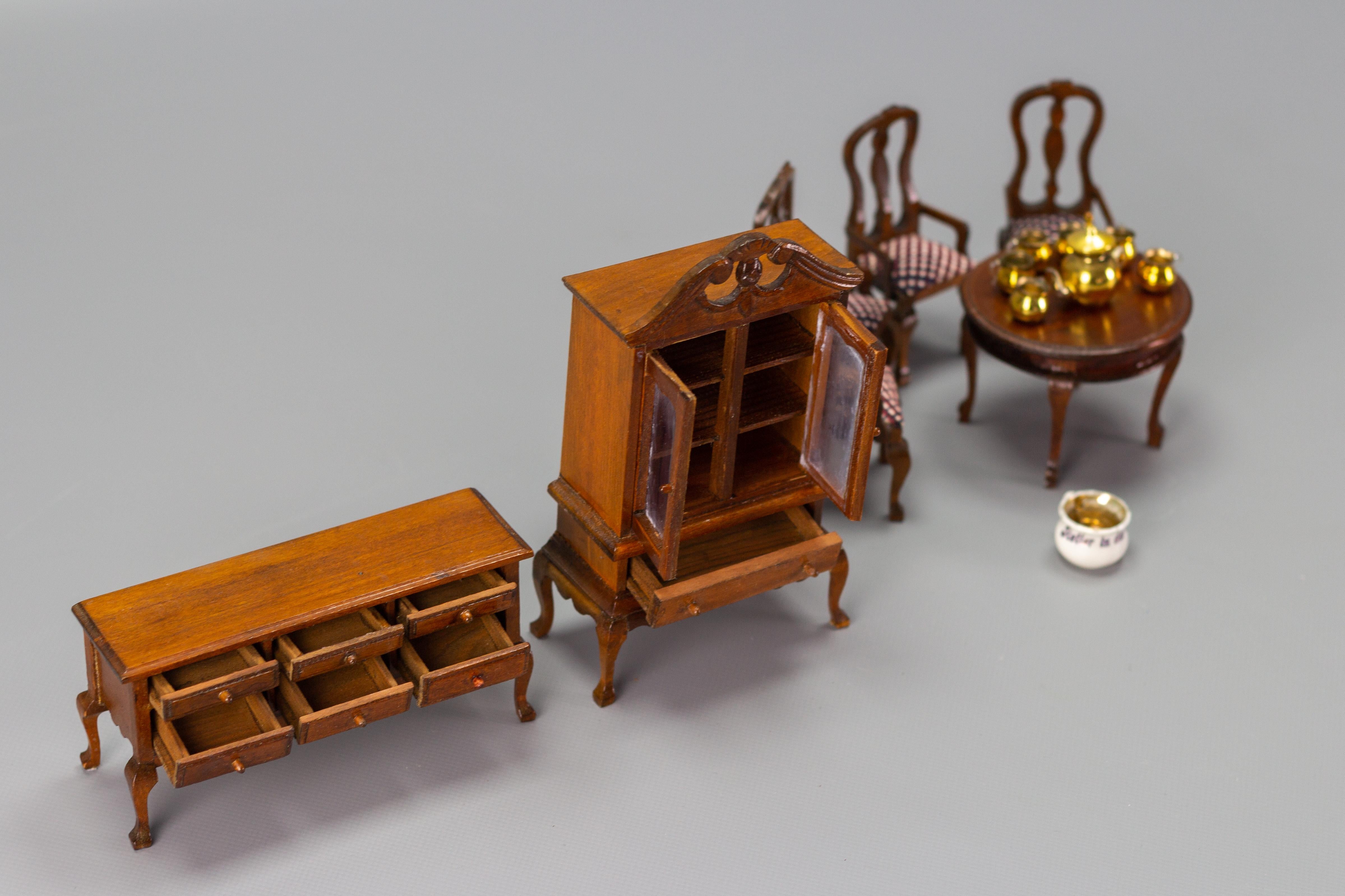 Vintage Dollhouse Miniature Dining Room Furniture Set, Germany 1