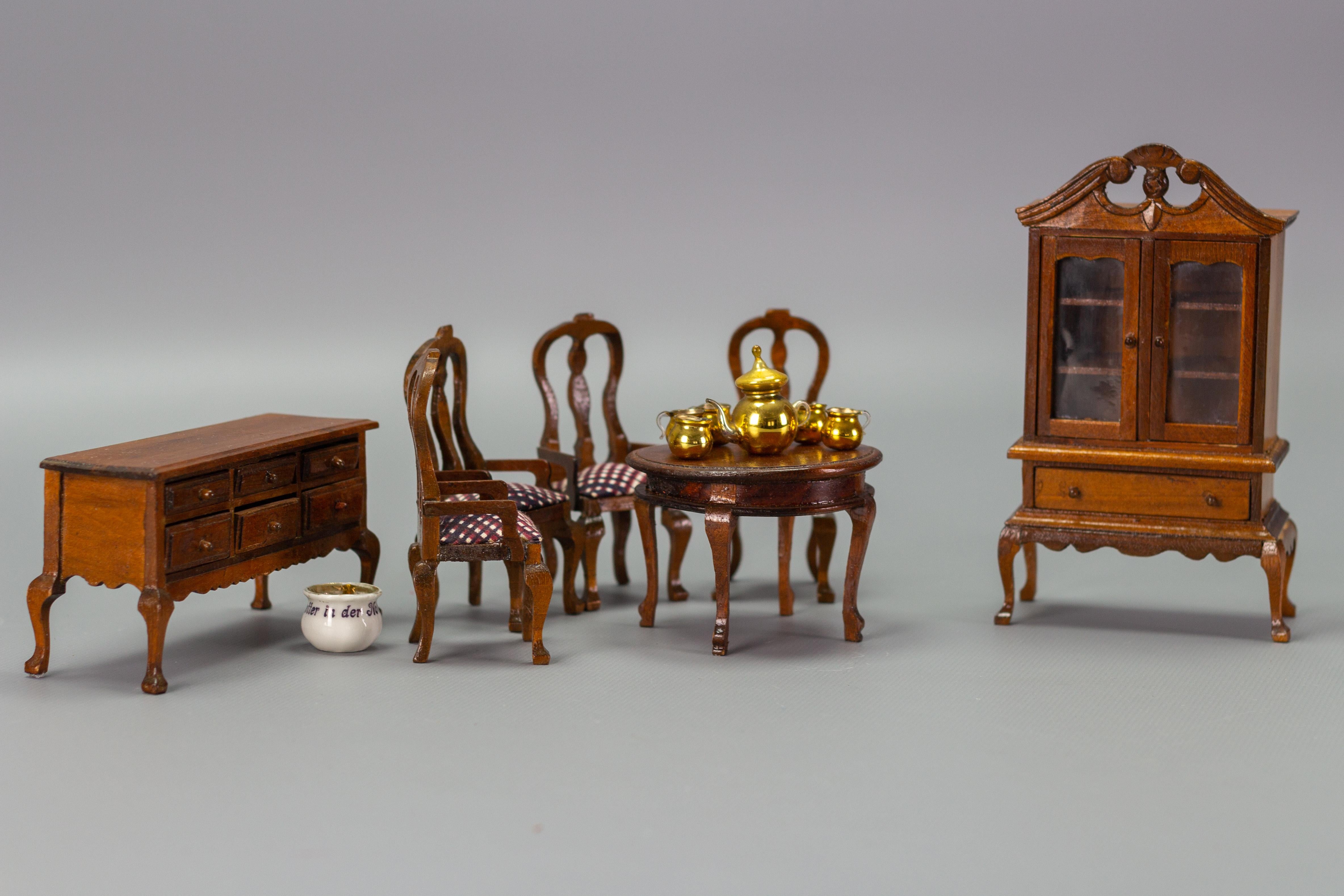 Vintage Dollhouse Miniature Dining Room Furniture Set, Germany 11