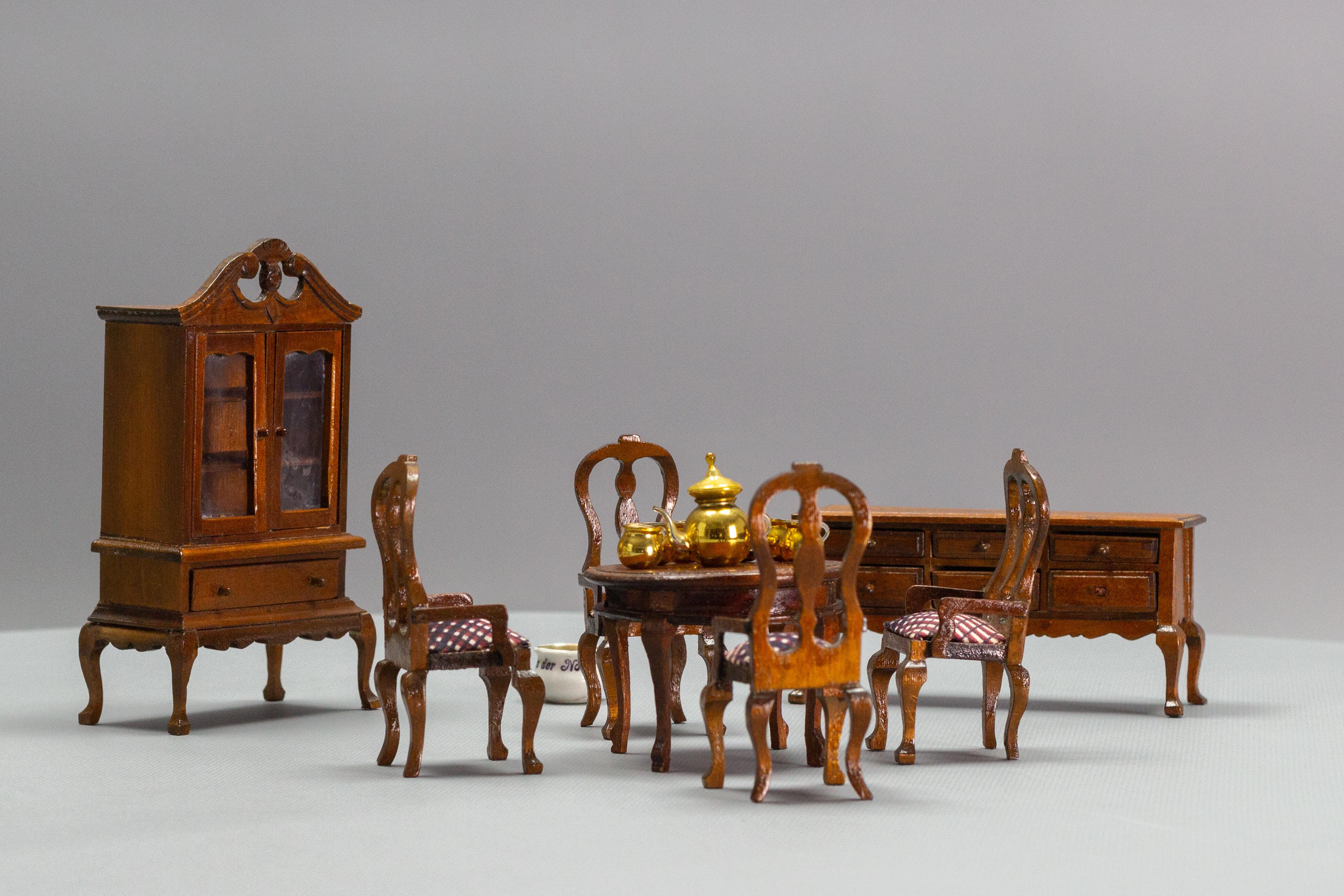 Vintage Dollhouse Miniature Dining Room Furniture Set, Germany 12
