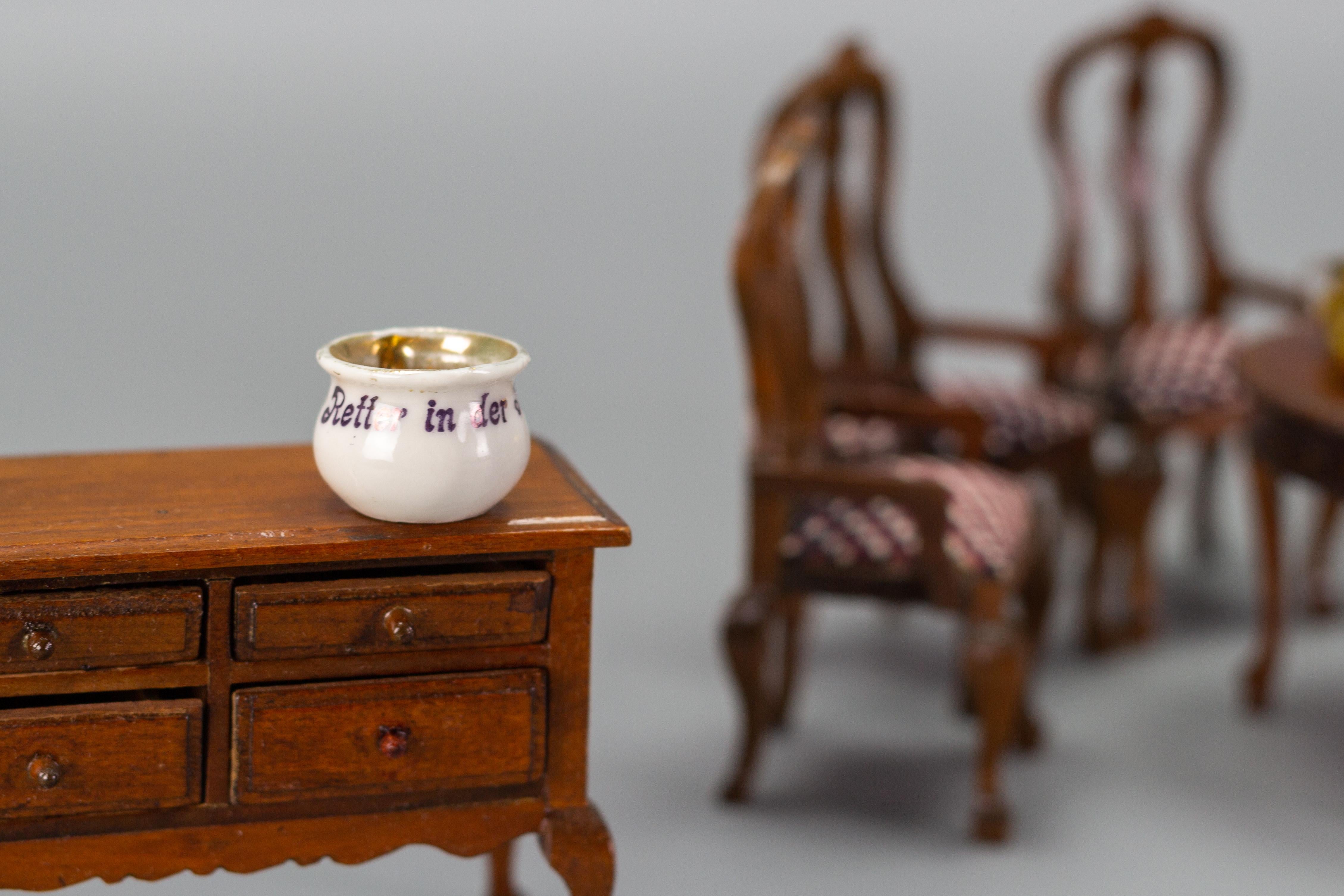 Vintage Dollhouse Miniature Dining Room Furniture Set, Germany In Good Condition In Barntrup, DE