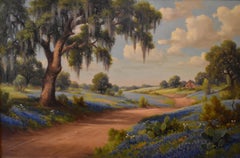 "RED DIRT BLUES" DOLLIE NABINGER BLUEBONNET SCENE TEXAS ARTIST