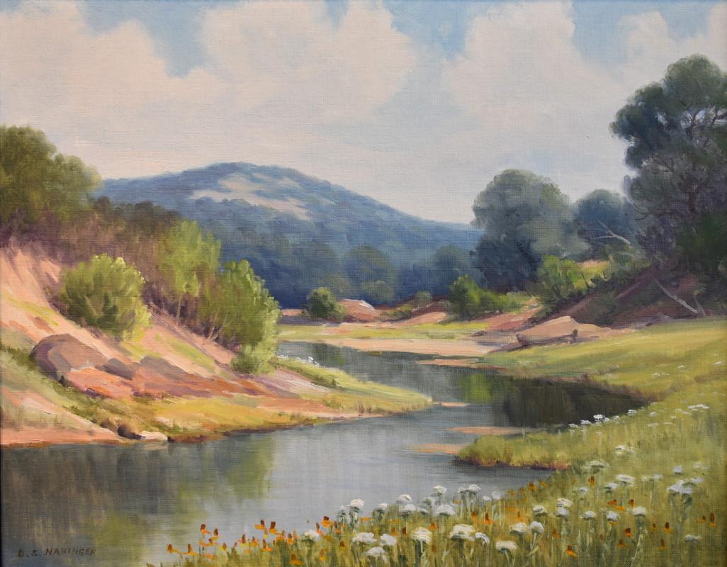 Dollie Nabinger Landscape Painting - "Spring Flowers"  Texas Hill Country Ranch  Beautiful Colors