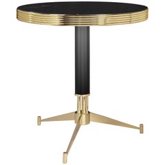 Dolly Coffee Table in Brass, Black Lacquered and Marble